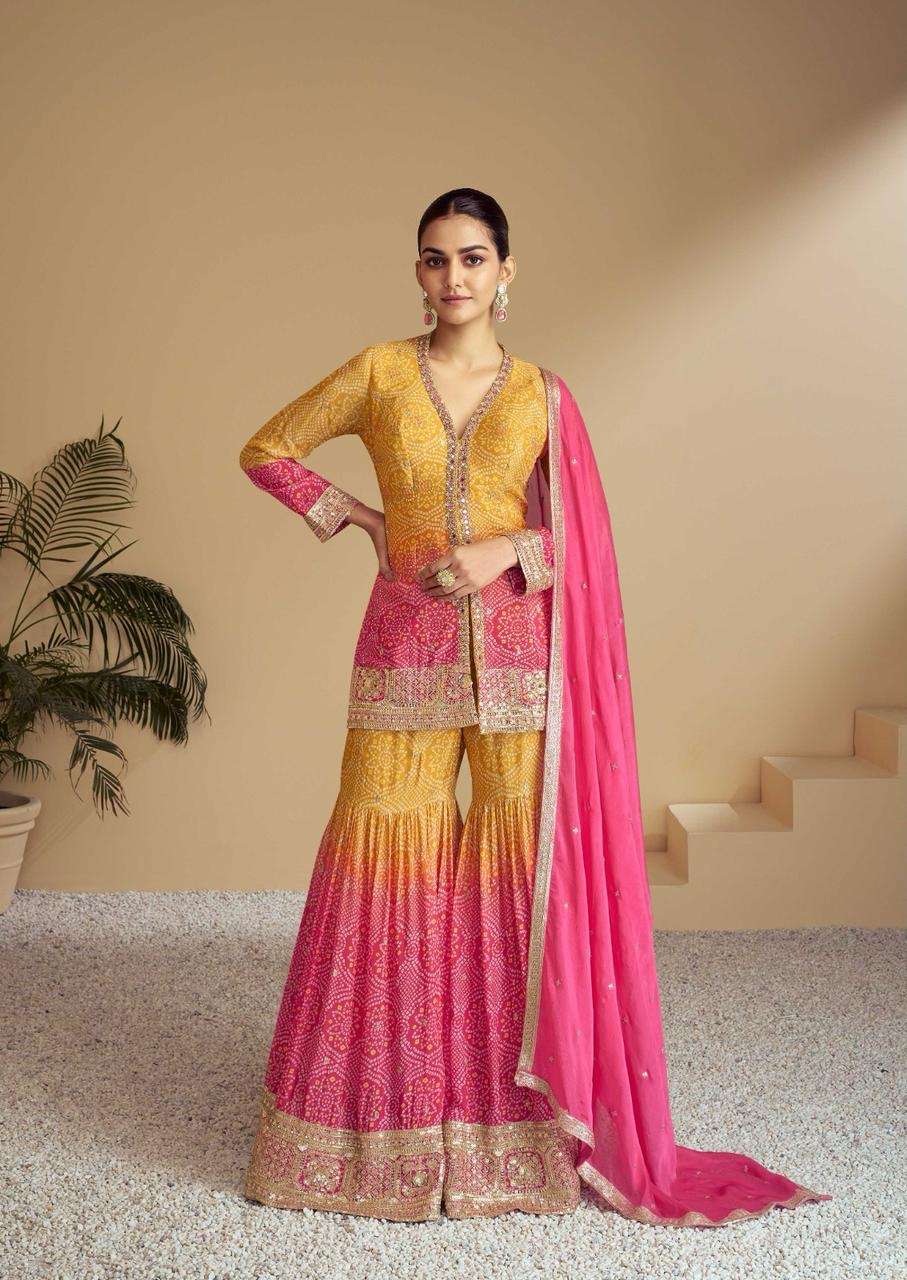 gulkayra designer present new catalogue aasmam top real chinon digital note free size stitched embroidery  n hand work only designer readymade dresses