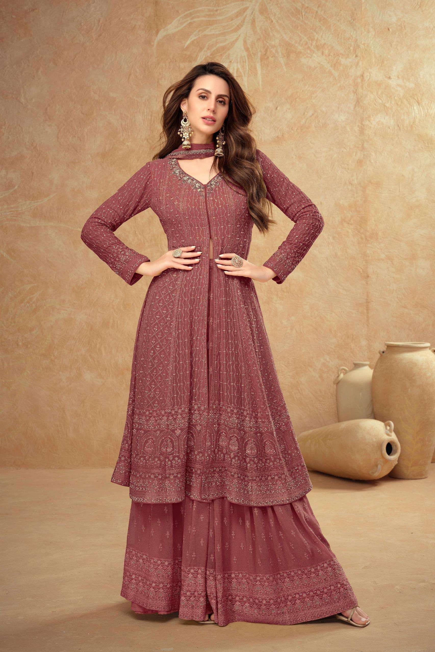 gulkayra designer present new catalogue farina top real georgette note free size stitched front n back embroidery work n hand work designer suit