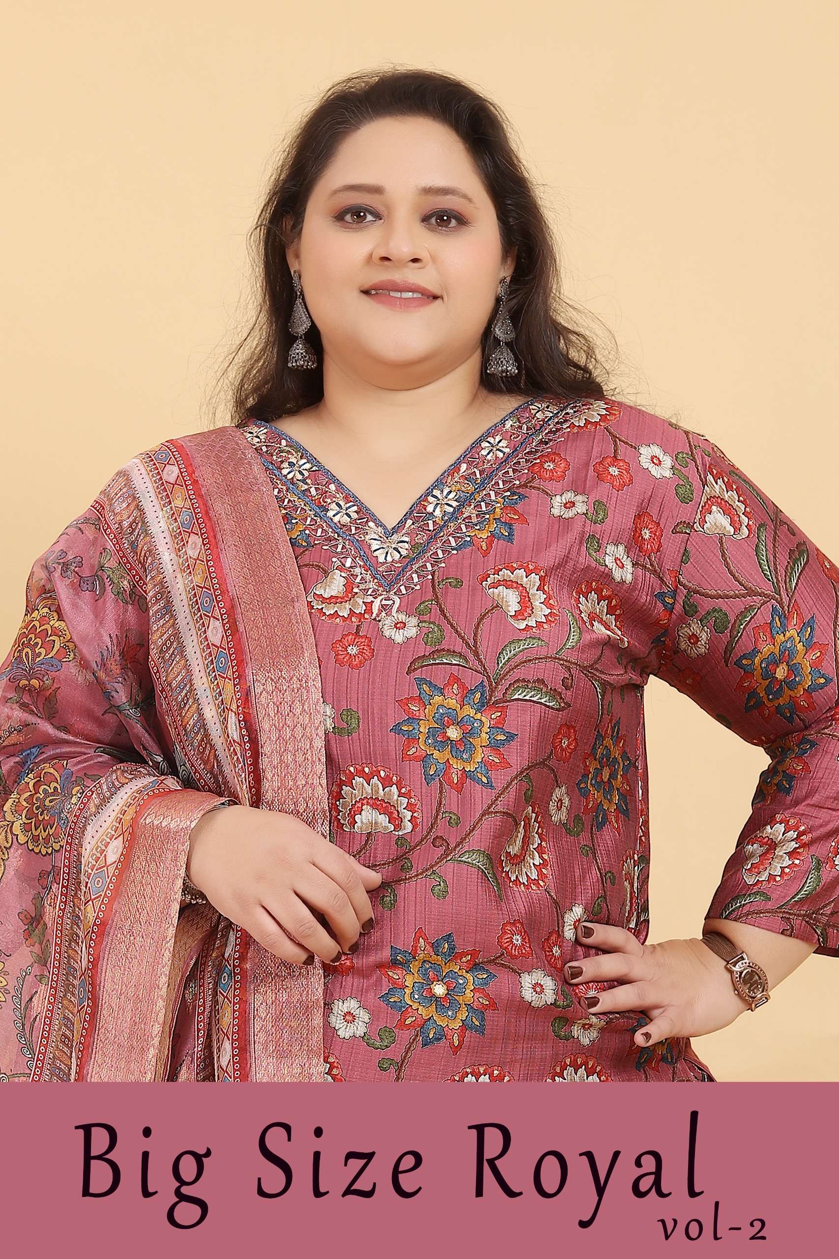 moksh international big size royal vol 2 premium lichi viscose export quality with handwork pant premium lichi viscose export quality  two pockets duppata digital print organja jacquard