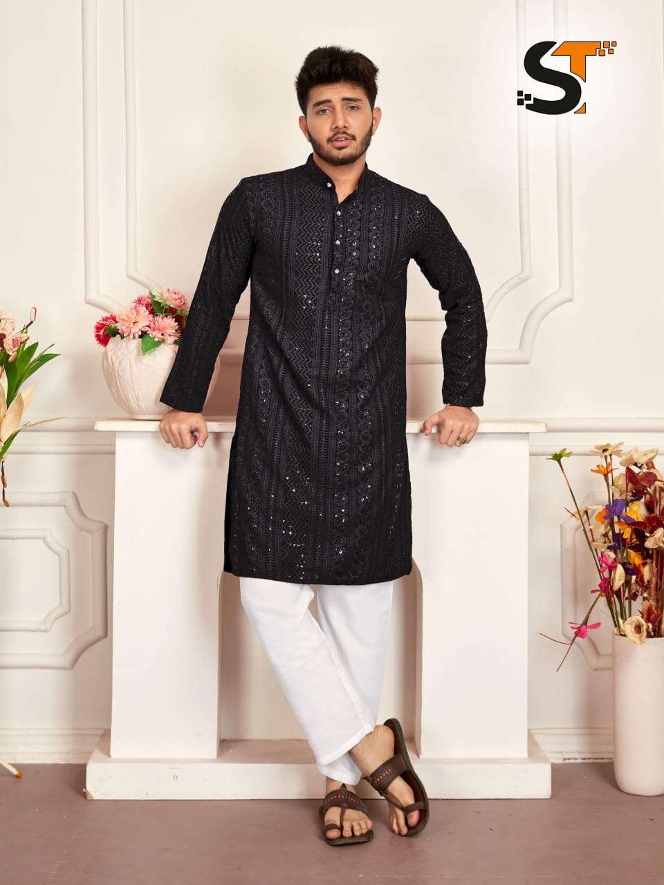 traditional chikan work kurta for all beautiful occasions fabric 14 kg heavy rayon chikan work size m to xl size chart provided available in 4 hot favorite colours kurta pyjama 