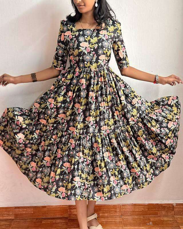 beautiful floral prints in boat neck pattern introducing our latest  essential: the floral dress crafted for comfort this easy breezy dress features a delightful floral print