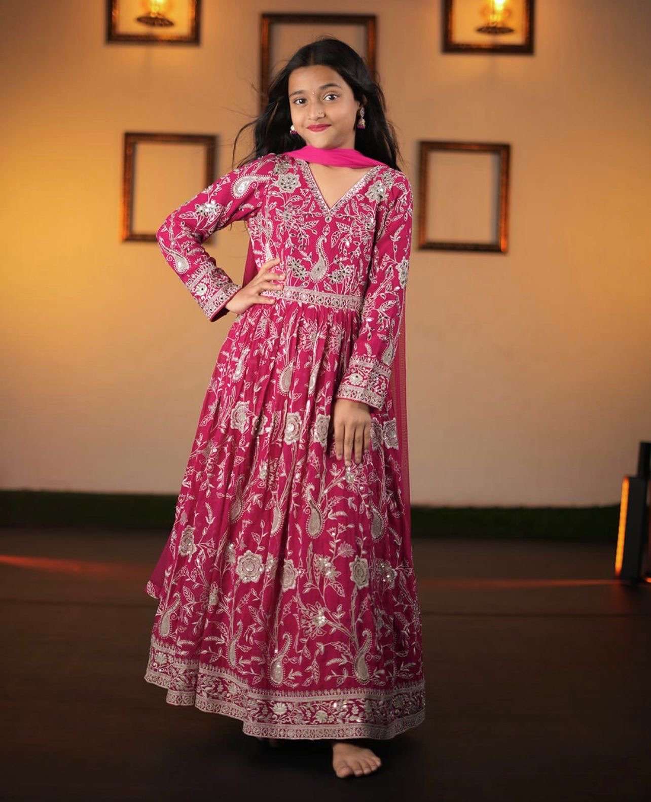 collection beautiful kids gown set design no code oc 206 gown fabric heavy fox georgette with embroidery sequence work zipper available size 3 yrs  to 15 yrs