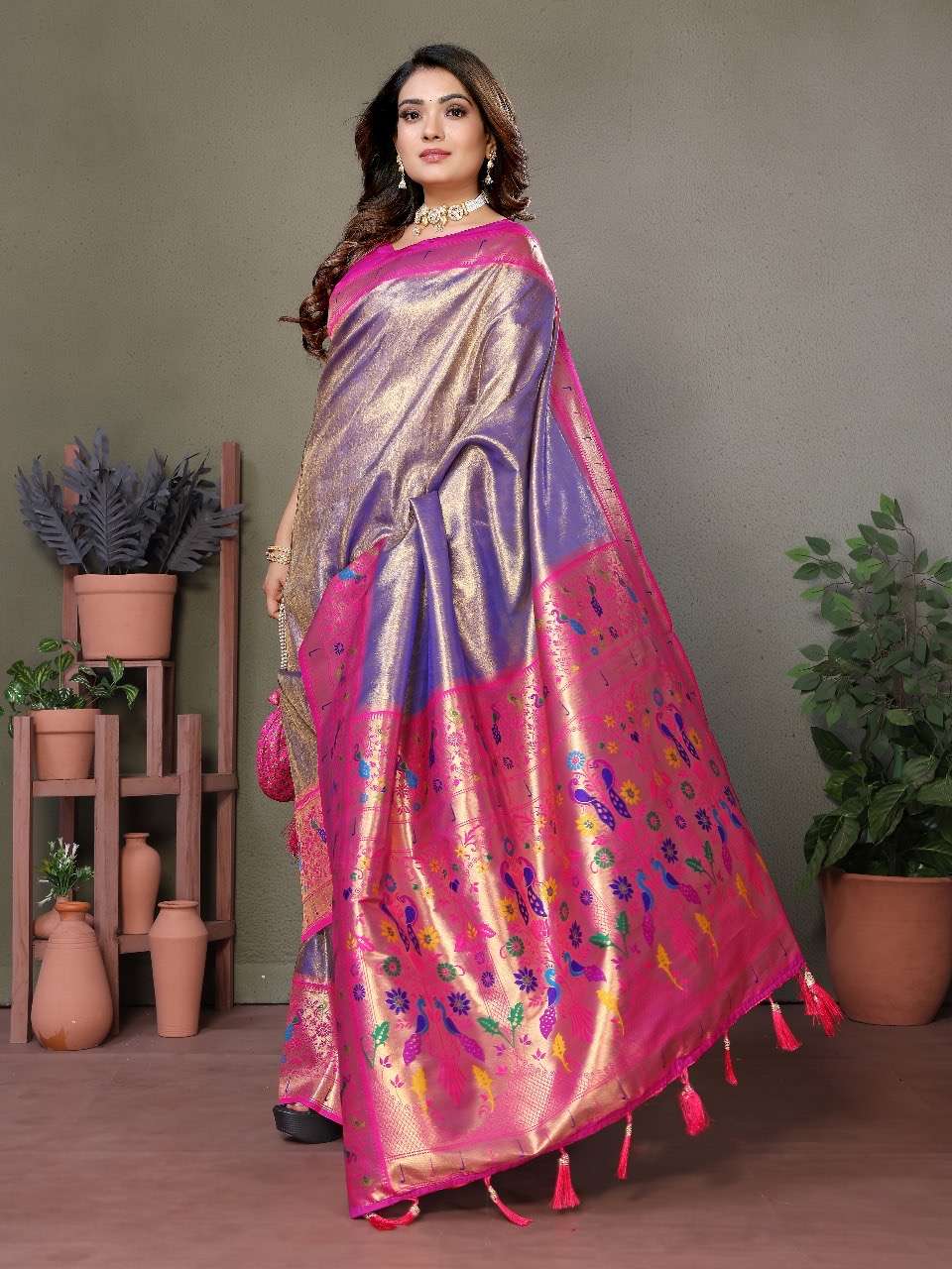 crafted creative sarees from us catalogue mrudangi these superior and premium pure banarasi tissue silk  sarees with all over weaving butties designer partywear lehenga