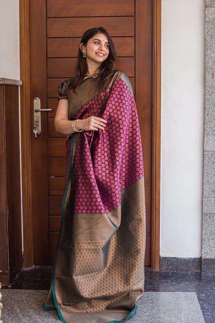 design number 220 fabric soft lichi silk cloth design beautiful rich pallu n jacquard work on all over the saree blouse contrast exclusive jacquard border