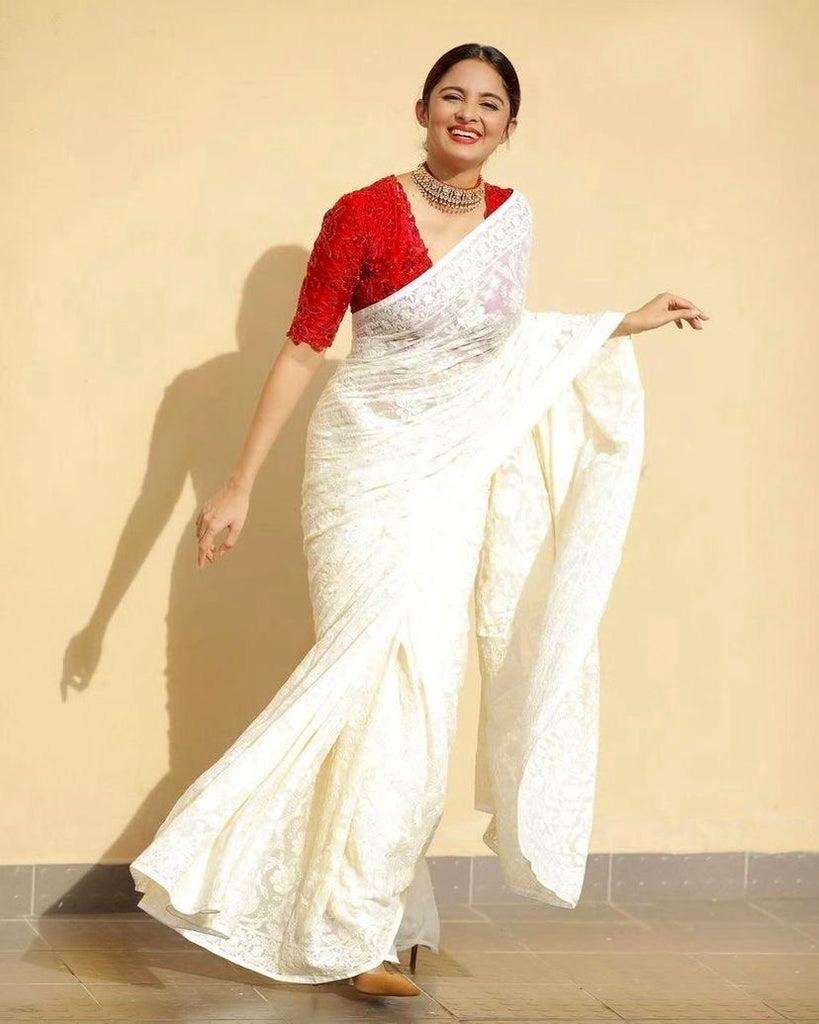 design number w 290 saree blooming georgette with beautiful cpallu embroidery multi plus 3 mm sequence work blouse heavy mono banglory with embroidery multi plus 3 mm sequence work