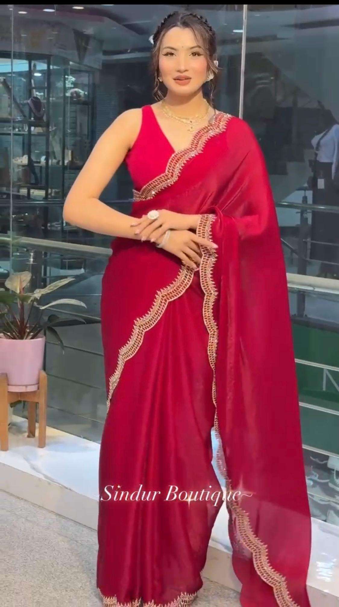 design number w 313 saree details pure soft burburry silk with beautiful sirovski diamonds work in border on all over saree same as saree fabric with beautiful sirovski diamond work