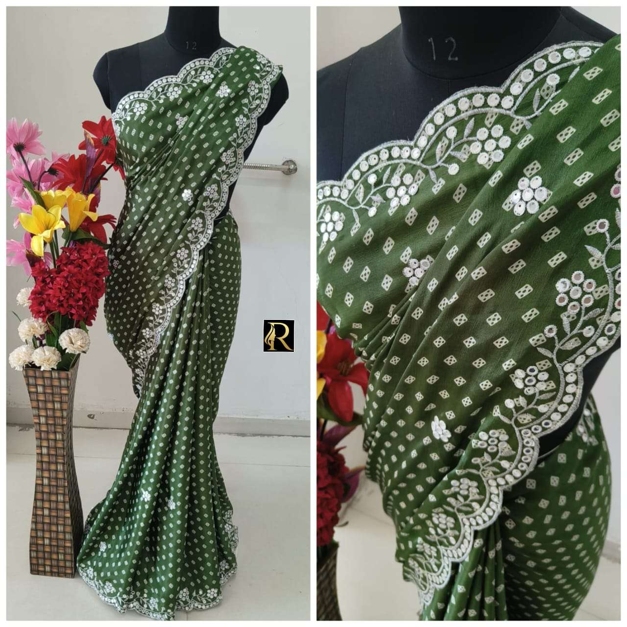 designer saree brand of women choice chinon fabrics  sf designer thread work with cut work dola silk blouse fabrics plan heavy partywear designer sarees