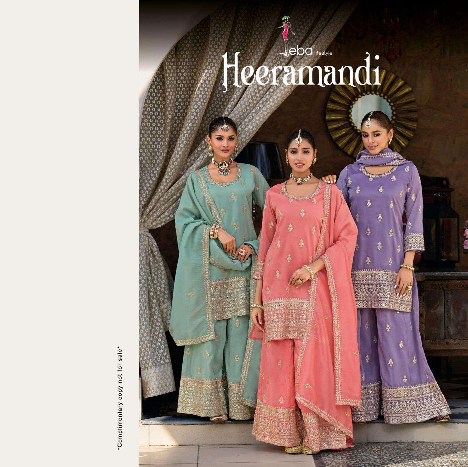 eba lifestyle catalogue heermandi series 1861 to 1863 top simar  with  embroidery plazo simar  with embroidery work duppta simar  with embroidery work size m to 3xl