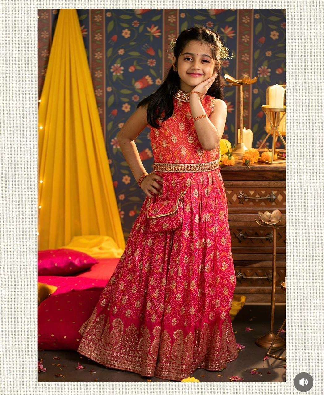 heavy fox georgette gown with digital print work with embroidered siqunce work ready to wear collection code oc 164 zipper available belt available sleeves available extra kids girls wear