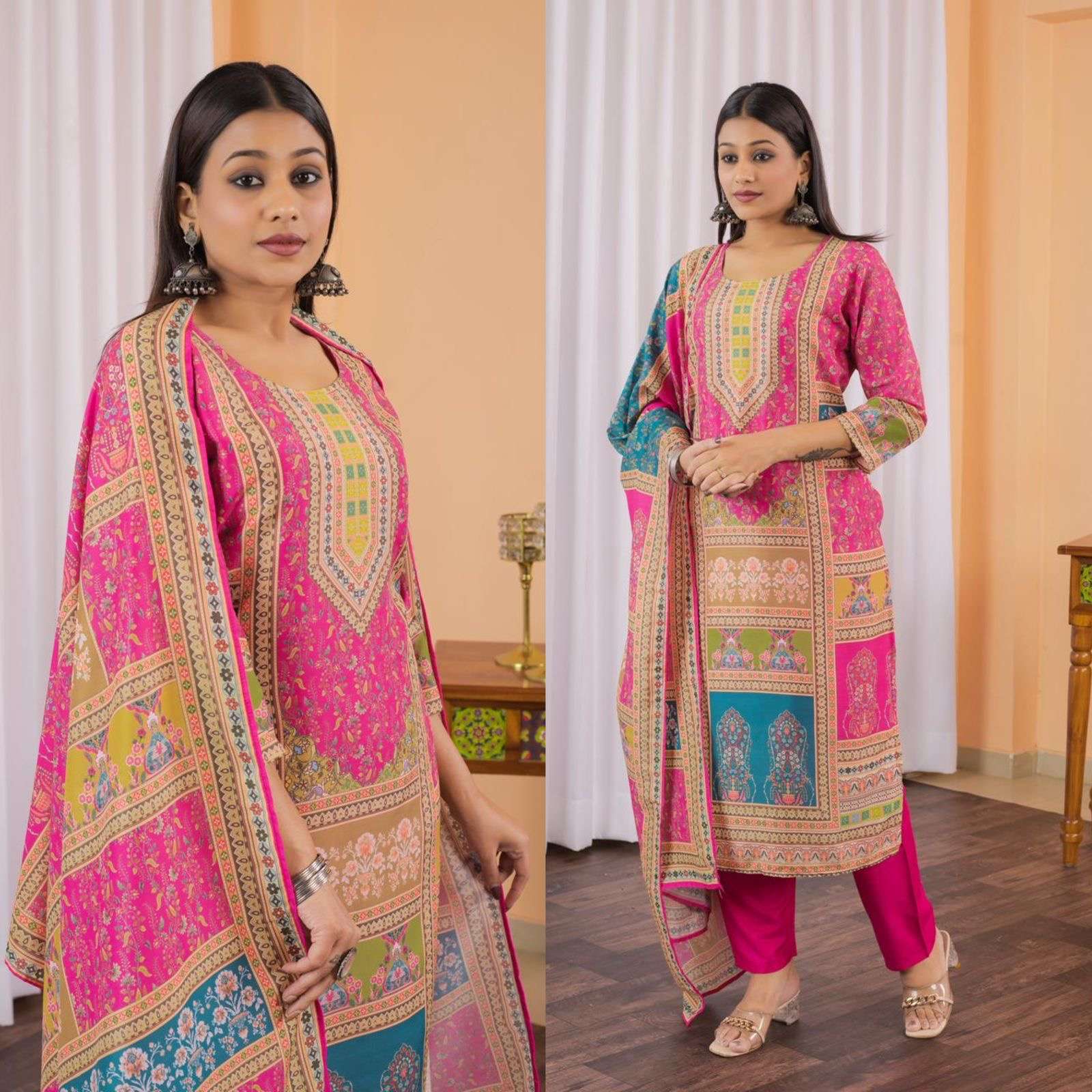 hot and latest kurta set pakistani ramzan sp beautiful printed maslin with  digital print kurta pant rayon pant dupata beautiful maslin with printed size m to xxl full stiched