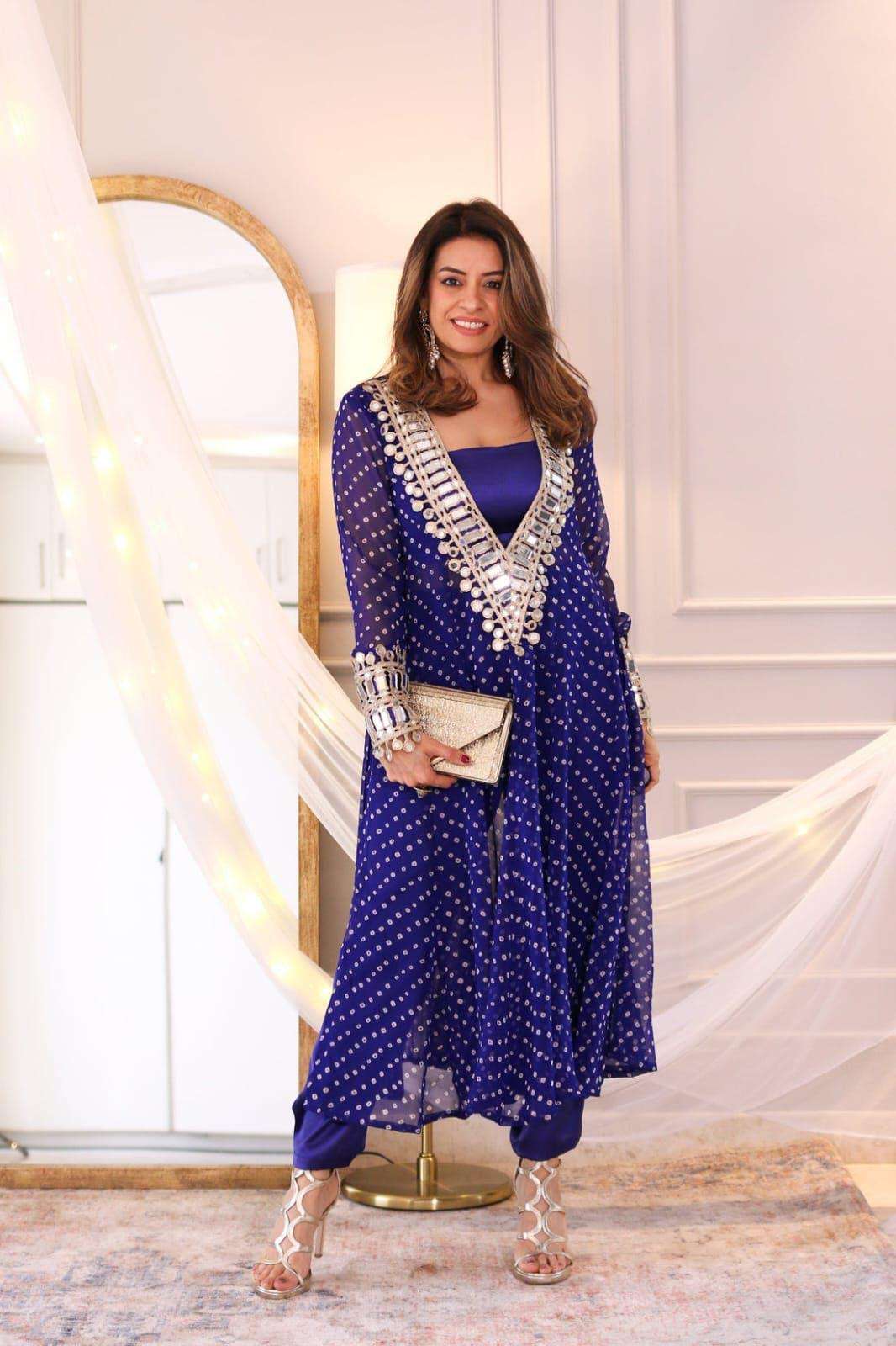 indowestern new trendy three piece ready to wear kurta pant with tube blouse code lg 1944 fabric digital printed chinon with real mirror  and embroidery work stylish indowestern readymade
