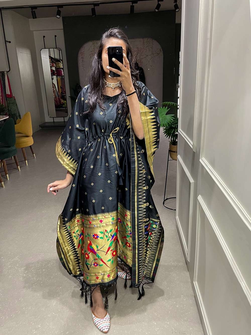 jacquard kaftan collection get traditional touch to your adoring this paithni kaftan is here to win hearts design no nnk3803 kaftan fabric jacquard paithani weaving zari work with lace border