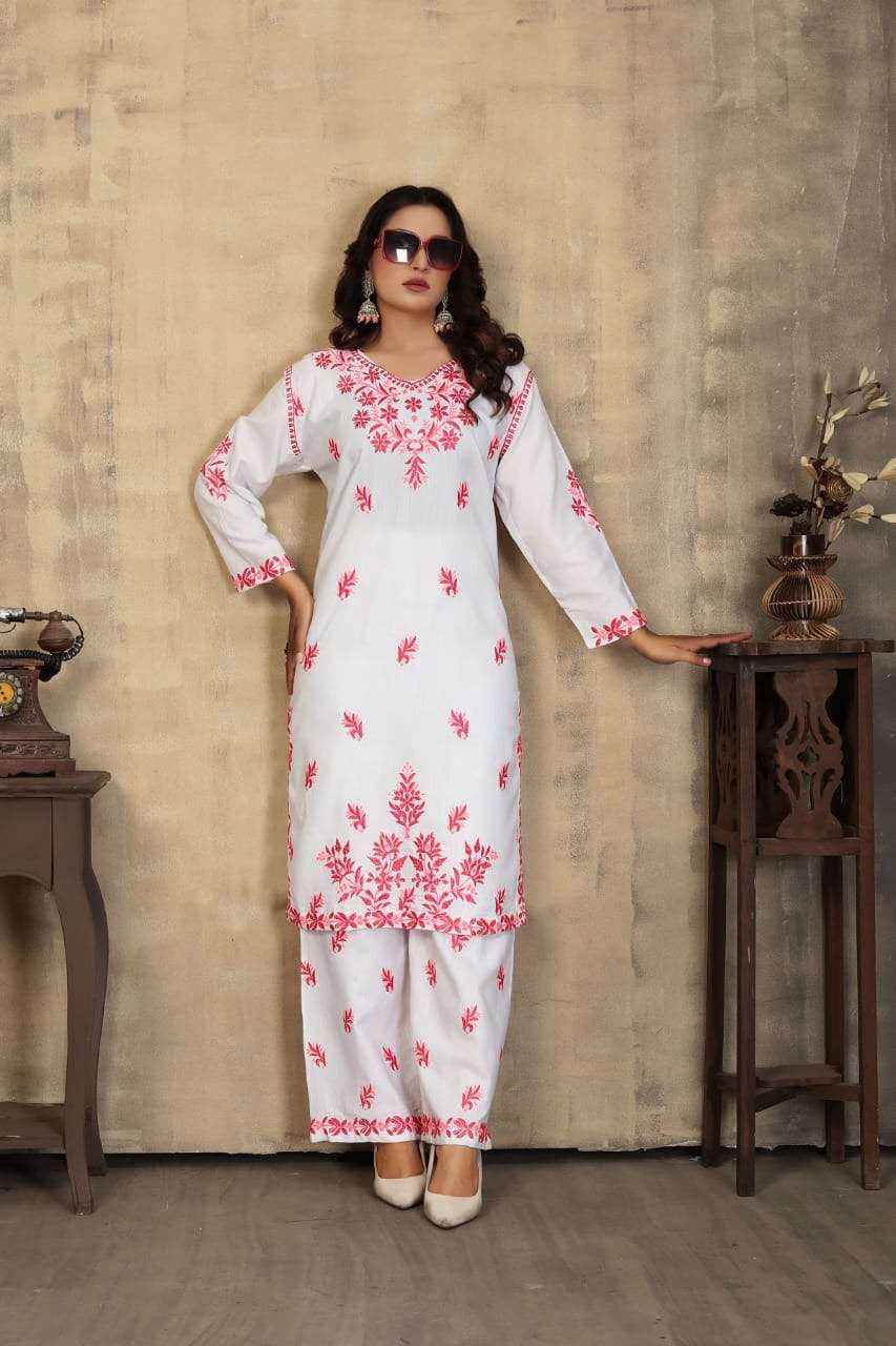 kurtie with pant concept of colour full chikankari kurti with pant catalogue sanaya fabric heavy rayon slub with chikankari embroidery work fabric heavy rayon slub size m to xxxl