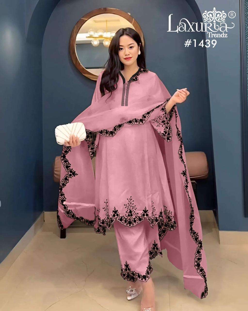 laxuria trendz launching new superhit collction design number 1439 we r launching superior quality in affordable price for our valuable customer readymade pakistani suit