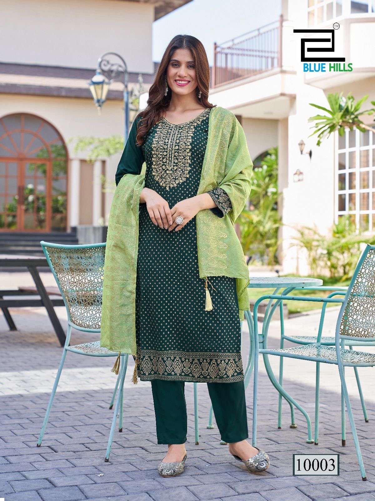 libaas 2 festival special ready to wear set in best colour matching top rayon 14 kg foil print plus embroidery work  bottom rayon 14kg dupatta chanderi  print  with latkan size m to xxl