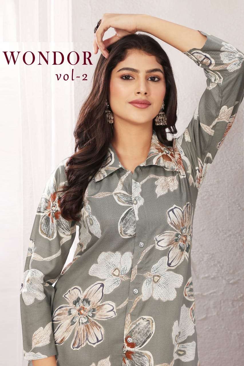 moksh international coord set wondor vol 2 fabric details design number 860 and 862 top premium riyon export quality with pocket pent premium riyon export quality