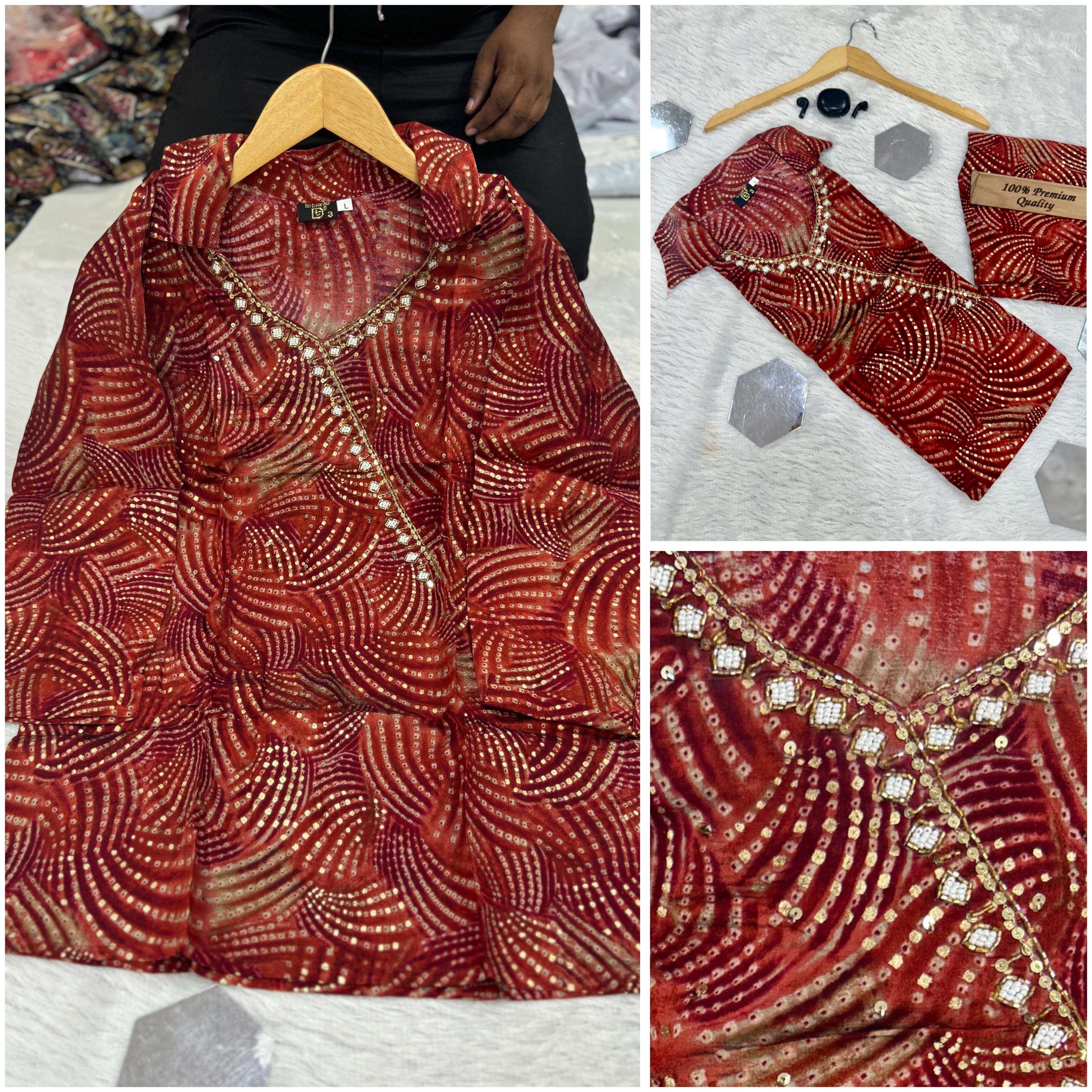 new cord set wifi beautiful heavy modal silk  print beautiful cord set with handwork in coller top model silk jacket with handwork in coller bottom heavy modal silk pant size l to xxl