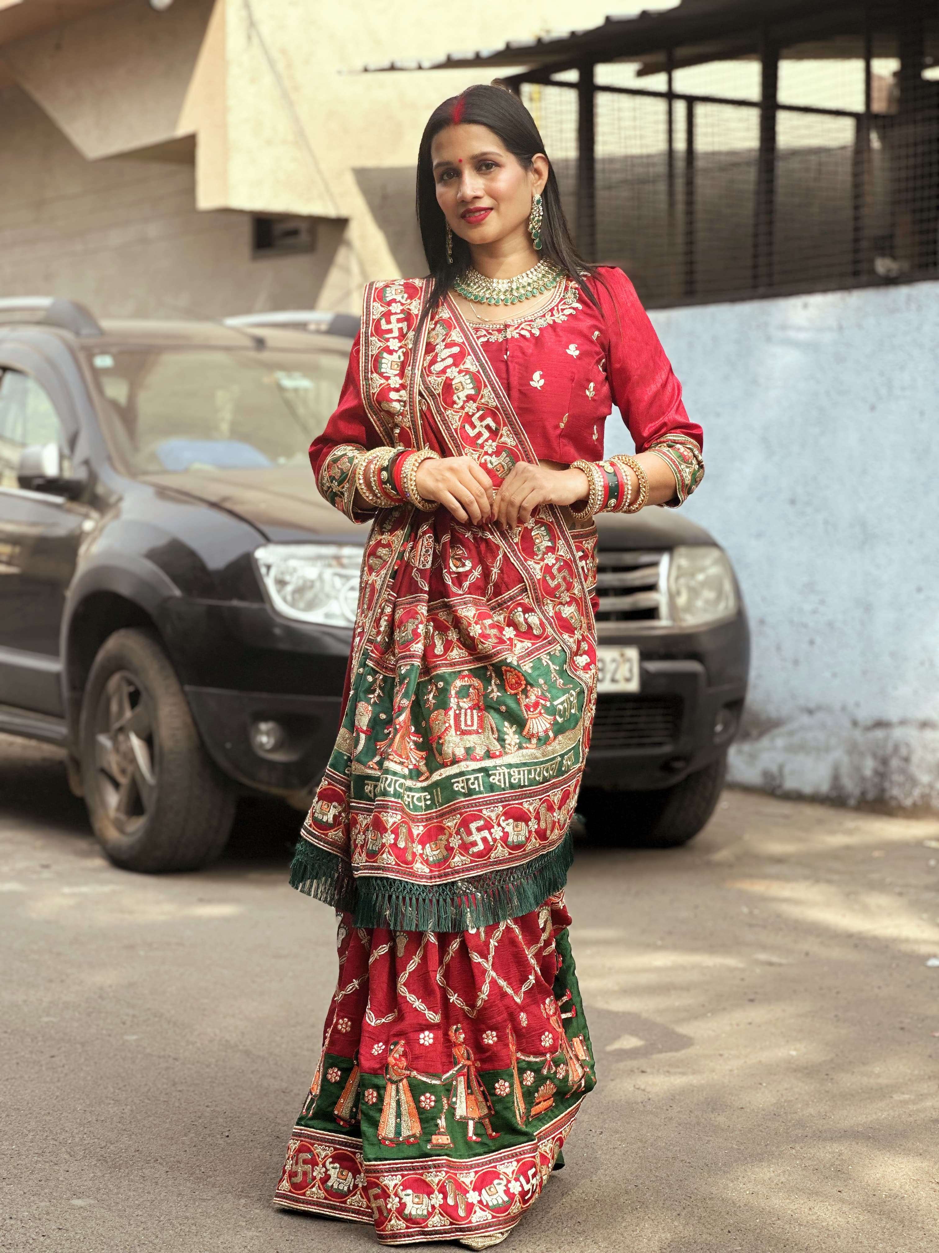 panetar patola shubh laabh 2 wedding n special occasion saree heavy soft silk blouse fabric heavy mono silk neck beautiful work embroidery plus diamond work plus embroidery lace with gota patti 
