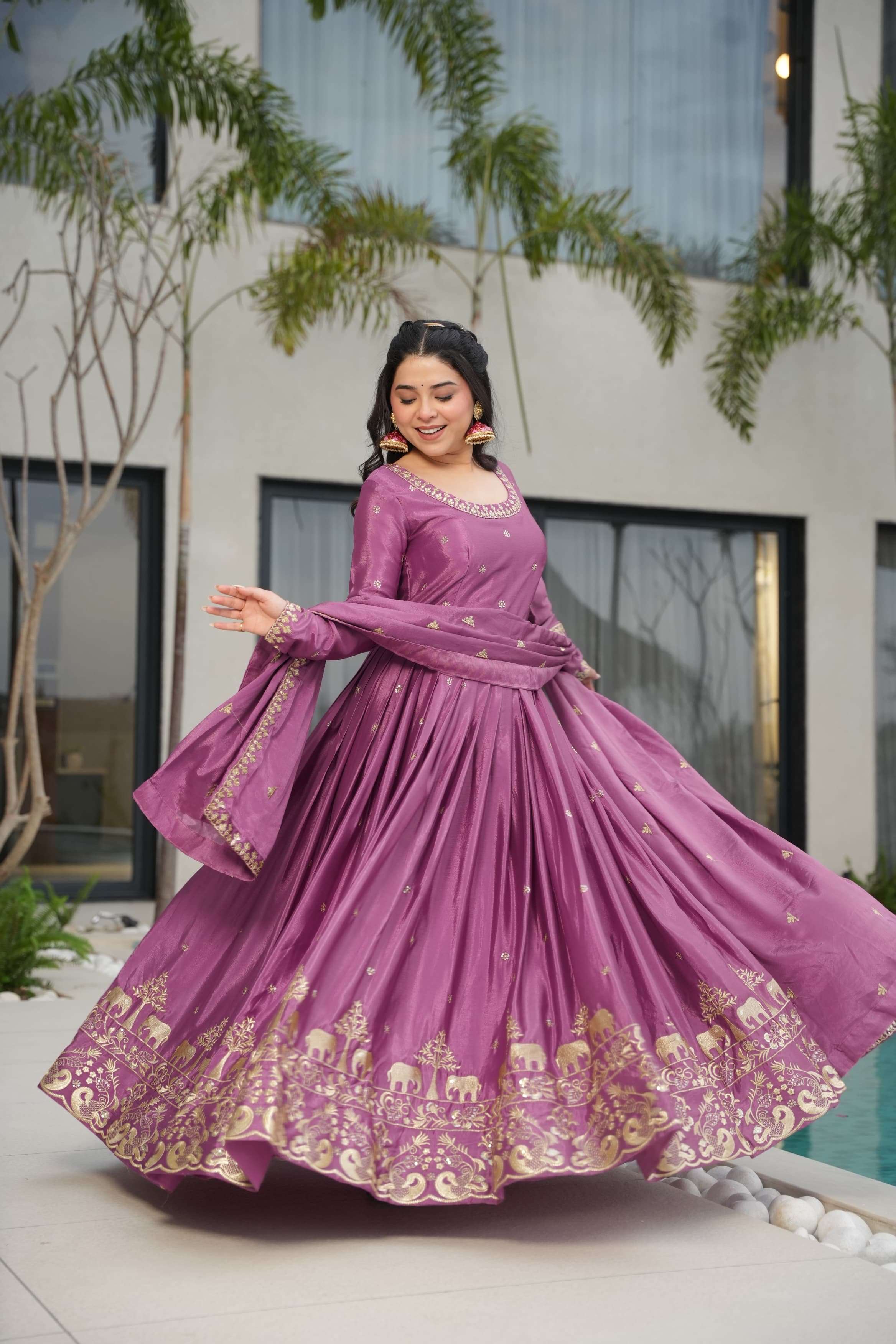 premium designer readymade gown collections gown with dupatta code ka 1165 gown fabric n work chinnon with embroidery zari sequinswork size m to xxl