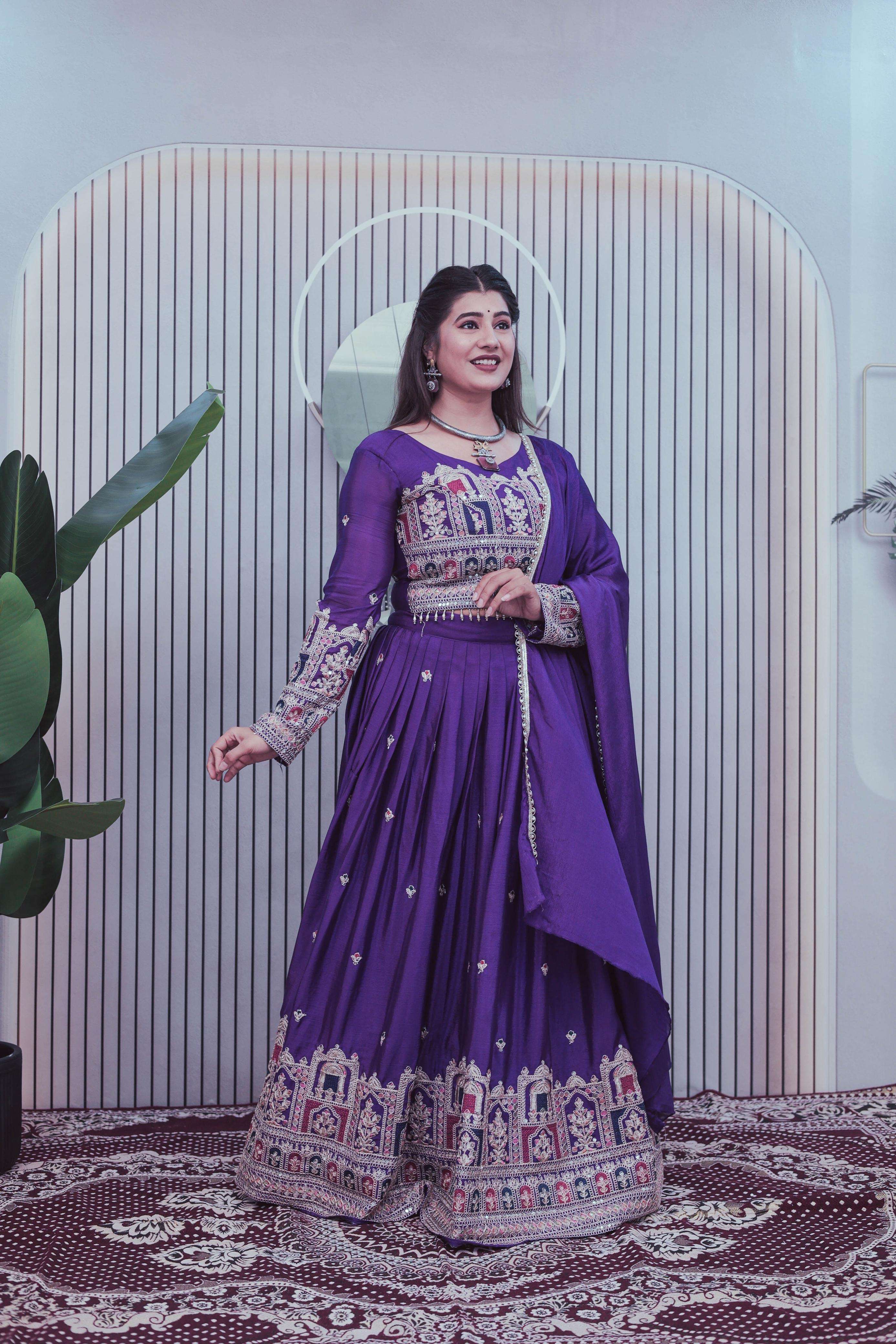 premium designer readymade lahenga purple colour with embroidery lehenga set is perfect choice for any special occasion product code sg 222 work coding with sequence 6niddle embroidery work