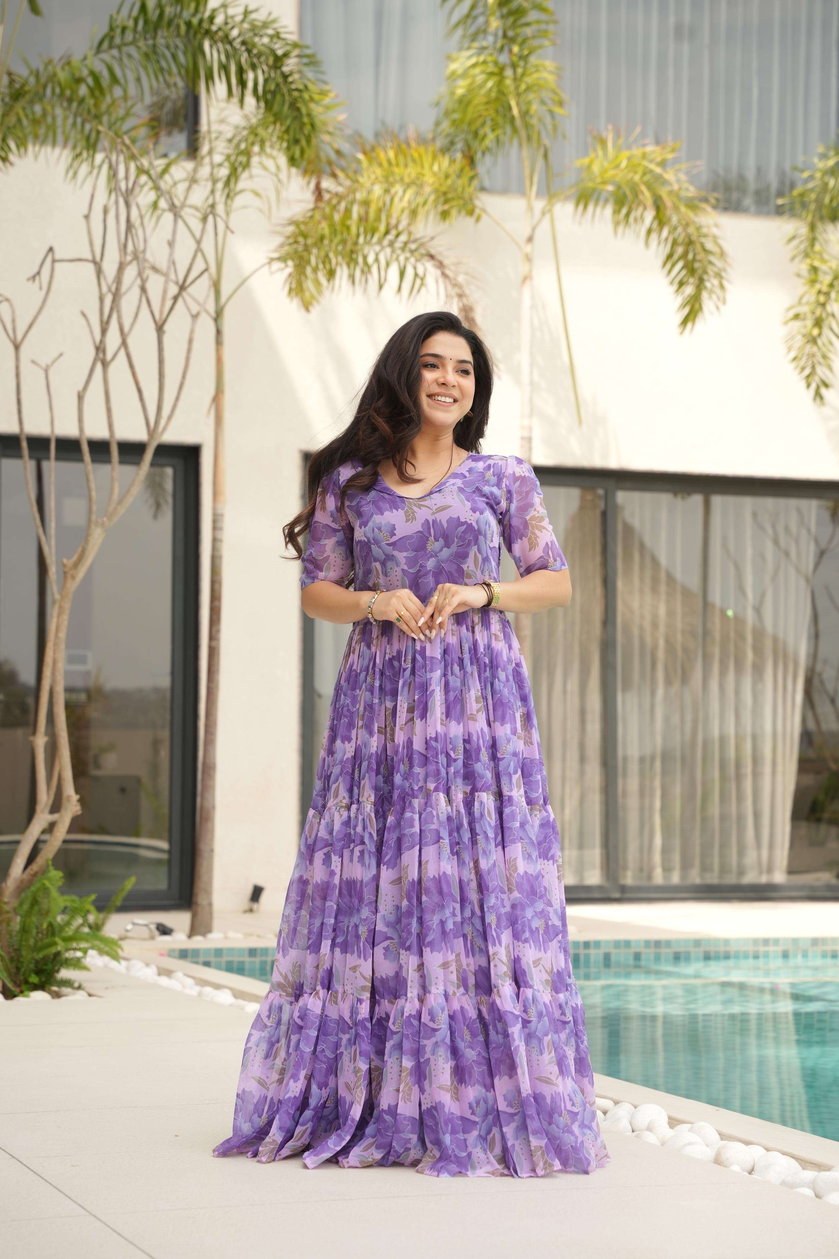 premium readymade gown collections 2025 desirable womens fully flair gown made with faux georgette fabrics with print code lw 9228 size m to xxl readymade gown