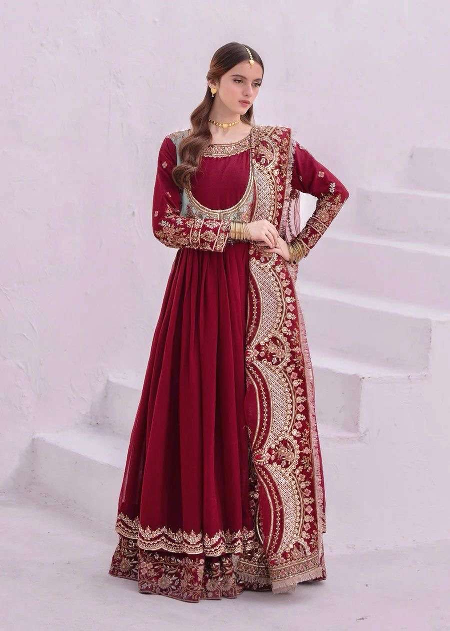 readymade launching designer party wear look collection catalogue ssc 640 gown fabric heavy blooming faux georgette work embroidery threads n sequins work fullstitched size m to xxl