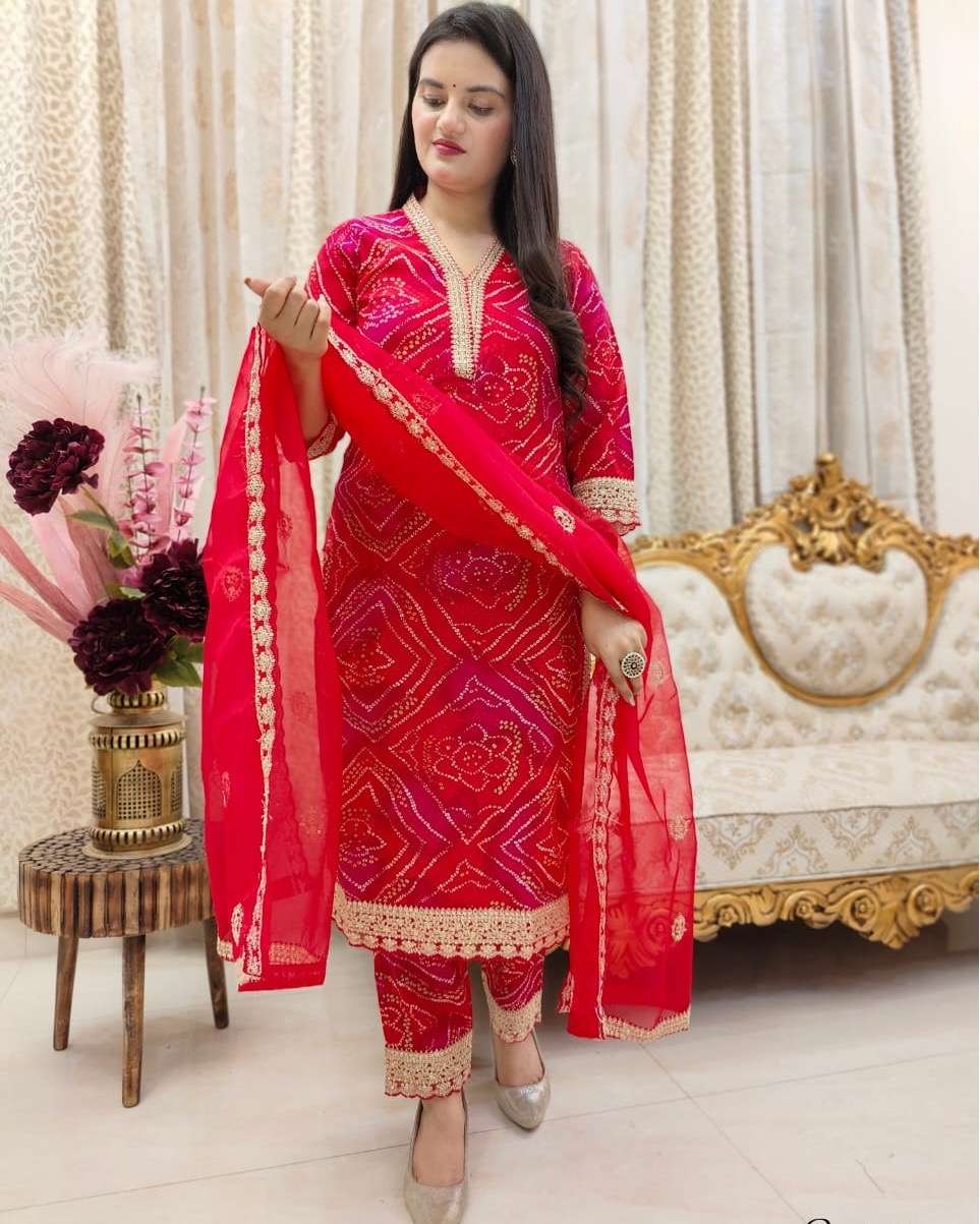 readymade suit satrangi a celebration of colours experience elegance and comfort with our latest collection satrangi crafted from pure cambric cotton bandhani print suits