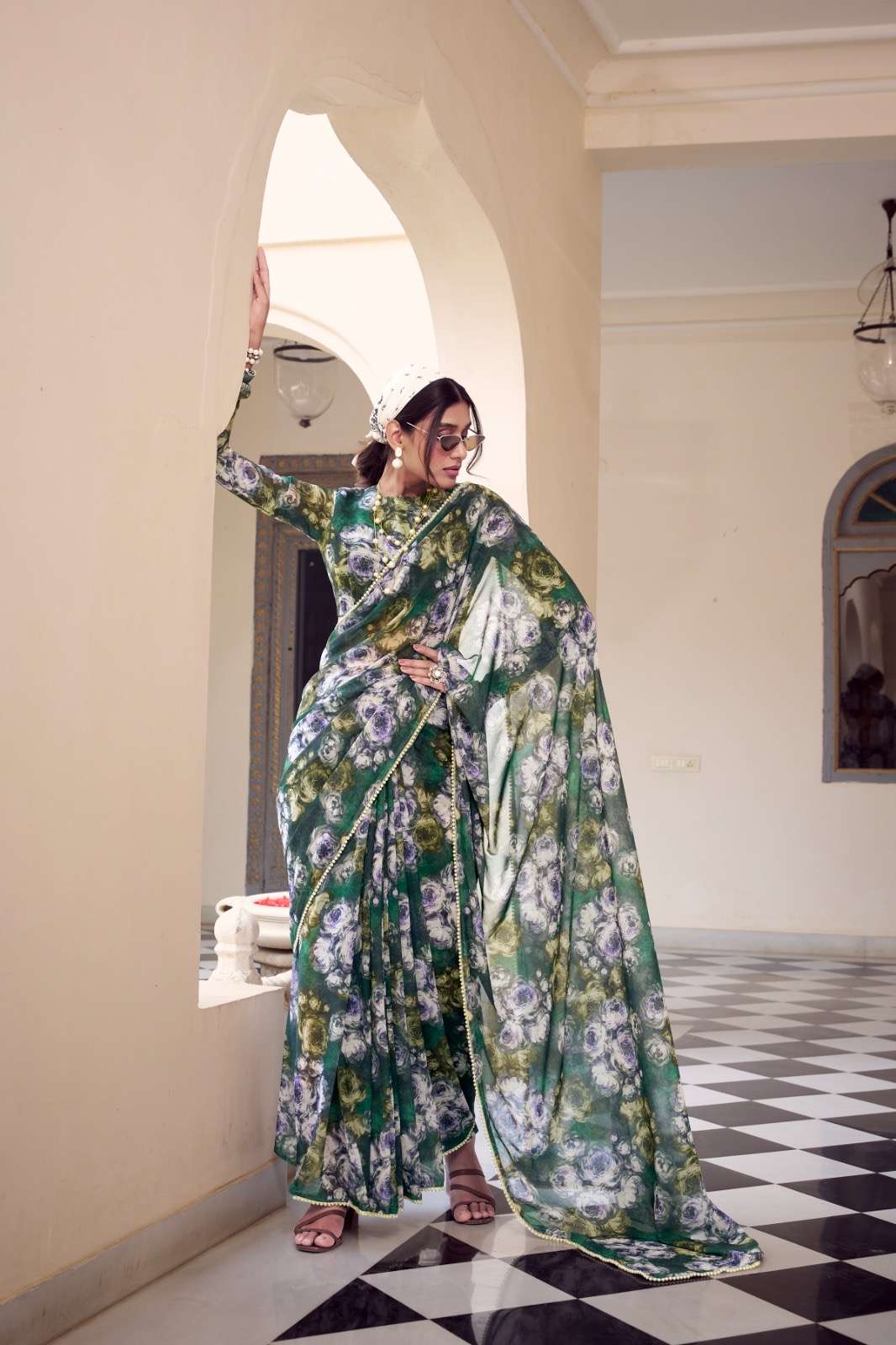 saree collection drape the beauty of marble print with a pearl perfect finish ynf7042 saree weightless marbal saree work floral printed with pearl lace border designer saree