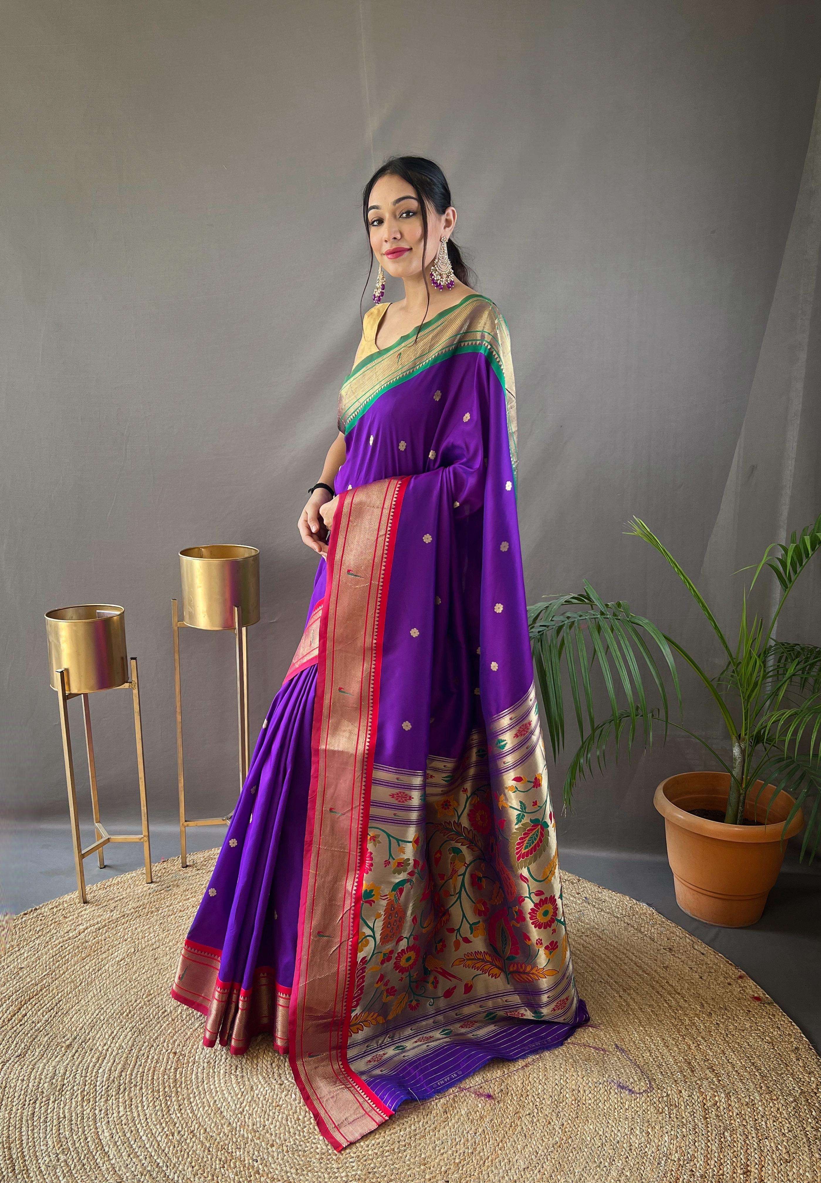 saree fresh arrival catalogue kamal paithani new concept of ganga jamuna border in combination with paithani weaving sarees woth elegant rich pallu and all over buttis