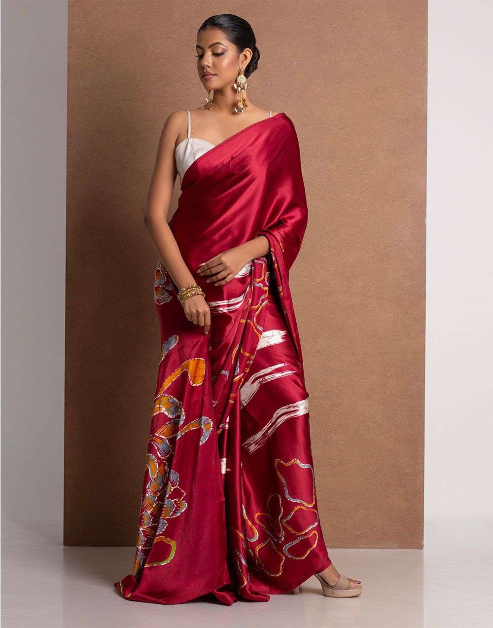 saree new design launch fabric original japan satin devsena satin work digital print saree length meter with digital print blouse blouse fabric original japan satin devsena satin