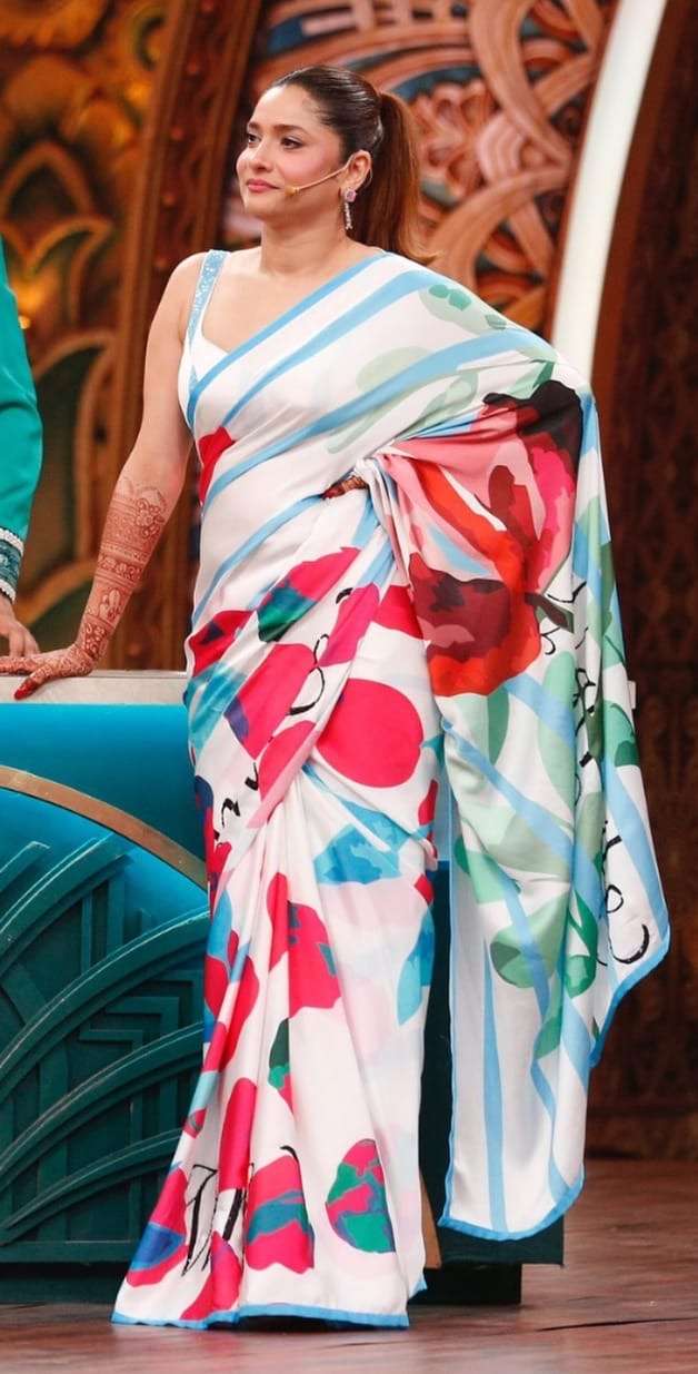 saree new design launch fabric original japan satin devsena satin work digital print  with digital print blouseblouse fabric original japan satin devsena satin