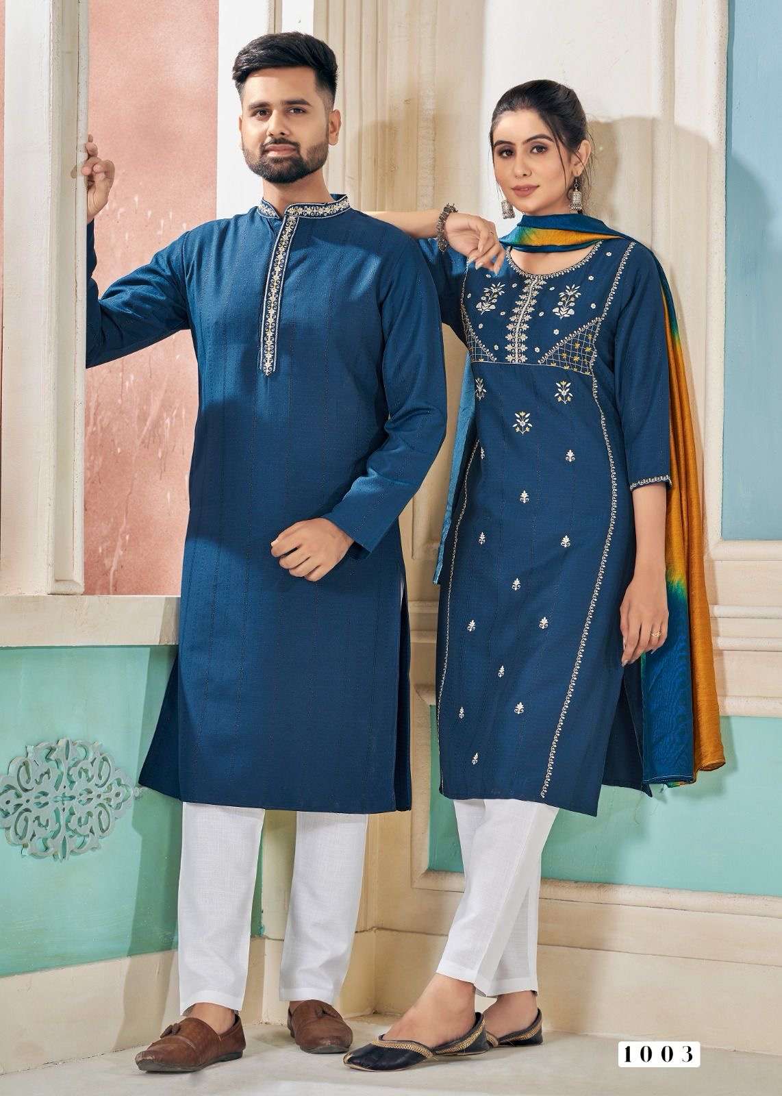 soul mates festival collection kurtie details top pure viscose weaving stripe with embroidery pant pure cotton stitched pant with pocket size m to xxl couple same combo kurta n kurtie