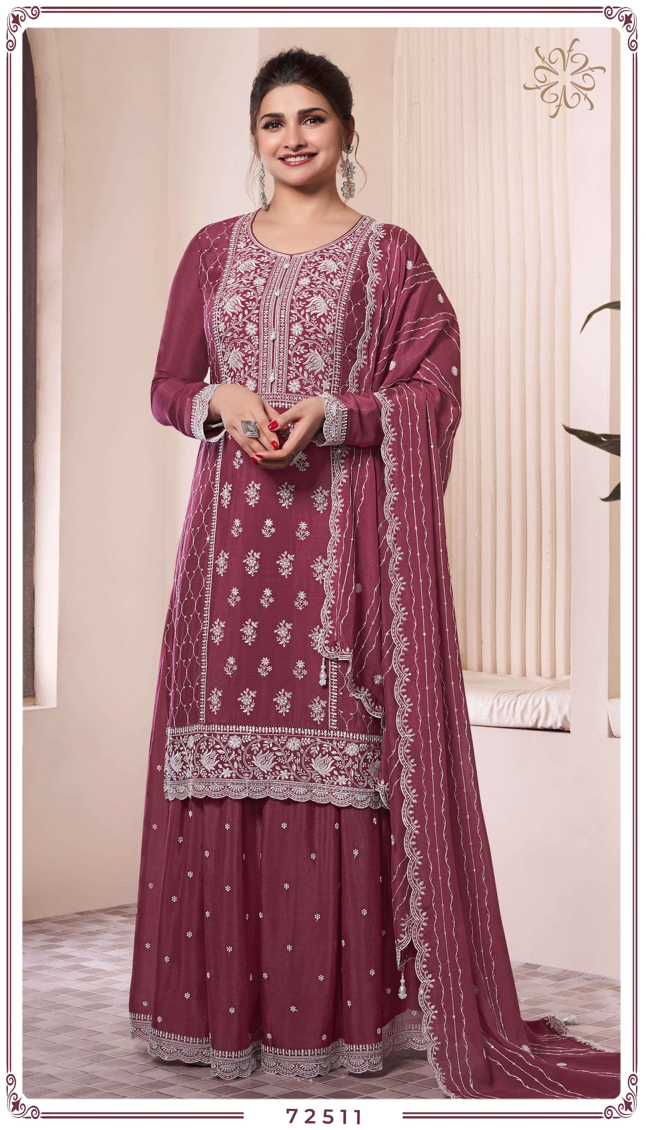 vinay fashion kuleesh catalogue syona series top heavy thread embroidered chinon bottom heavy thread embroidered designer chinon sarara dupatta heavy thread embroidered chinon