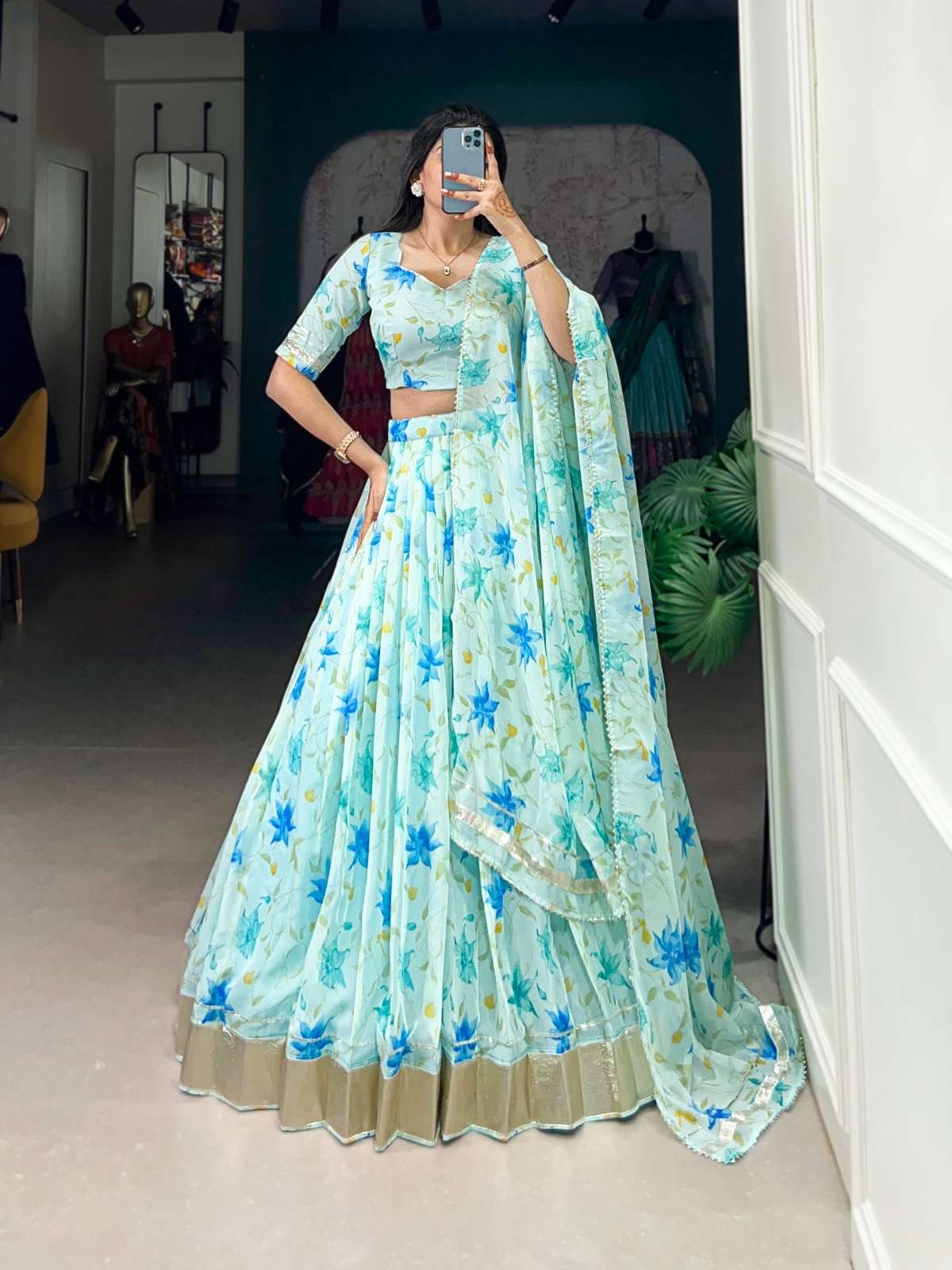 wedding collection 2025 unfold the beauty of silk and blooms lnb1036 lehenga fabric tabby silk lehenga work floral print with lace touch up waist support up to 42 lehenga