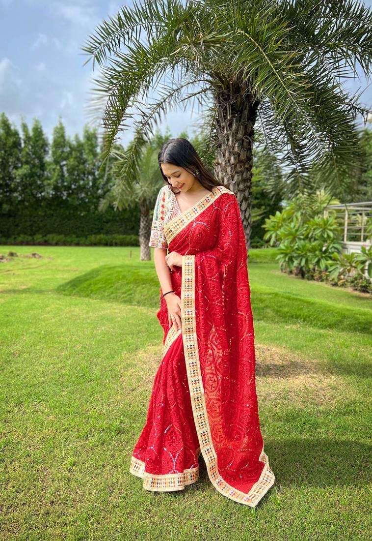 work saree for partywear looks design w 315 heavy fox georgette with multi plus thread coding embroidery n 3 n 5 mm sequence in pallu skirt work saree and embroidery multi colour lace work