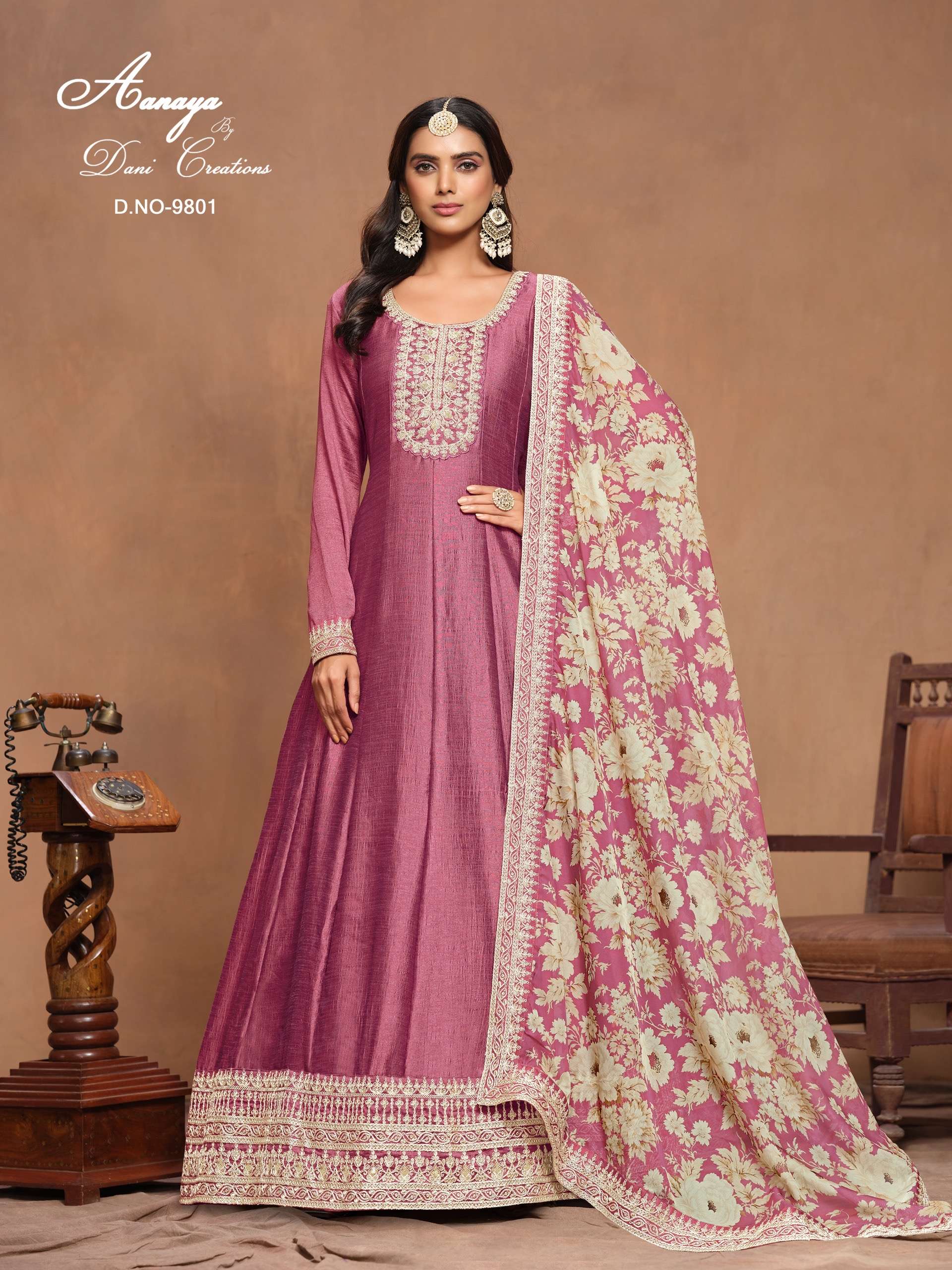 aanaya vol 198 top art silk inner santool dupatta organza print shipping extra dispatch ready note this product can stitch up to 44 readymade dresses