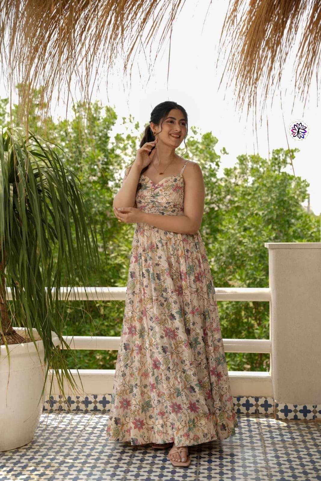 exclusive one piece design no kf 4057 product material details top fabric reyon work printed top inner half inner sizes s to xxl kurtie gown
