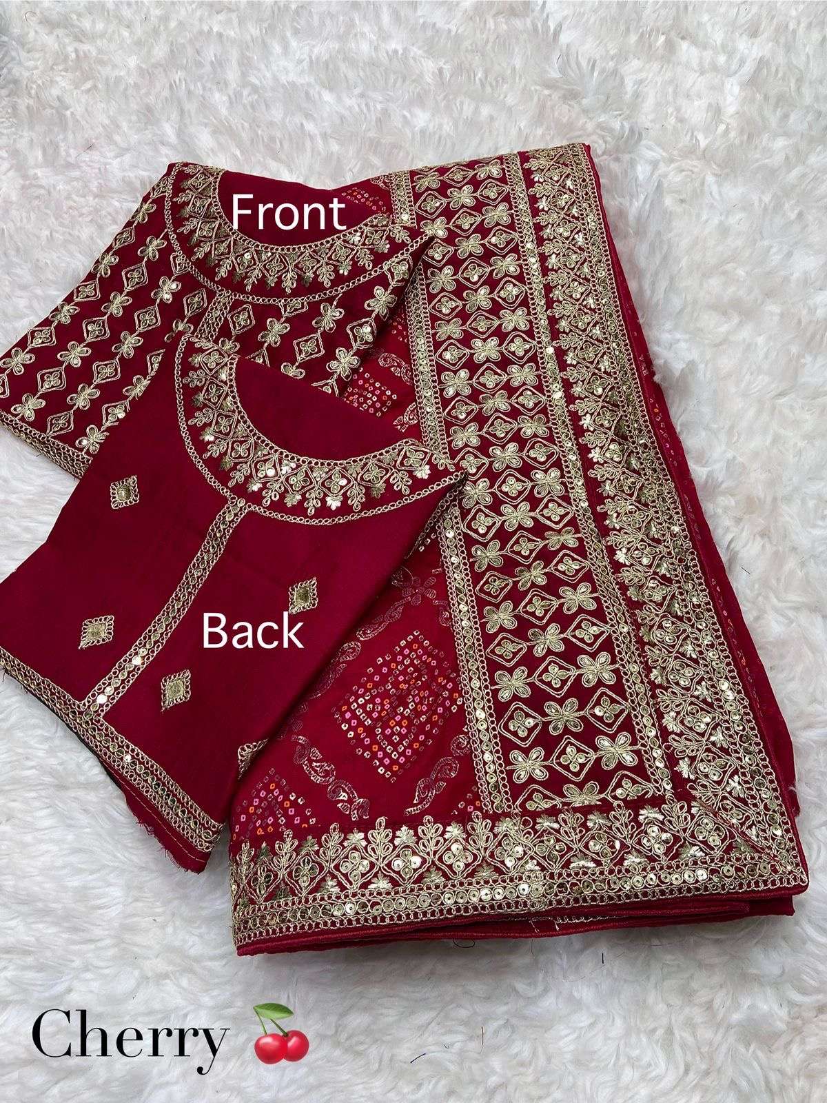 saree fabric n details foil vhichitra blooming khadi bandej saree with heavy pallu 5mm seqance foil work patta n coding work blouse fully work back n front blouse unstitched