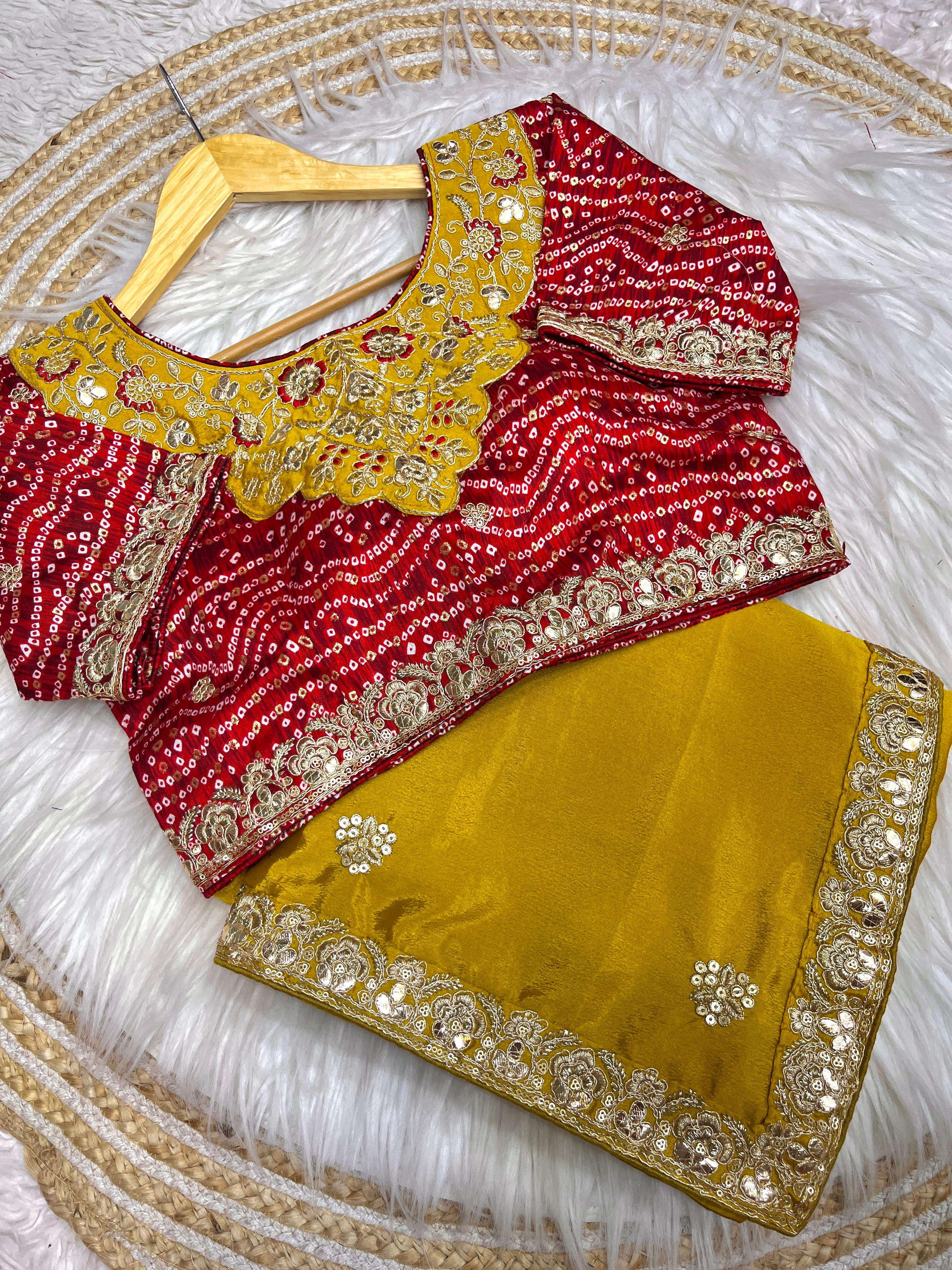 saree fabric soft chinon silk work beautiful gotapatti plus sequence nd coding lace n butti in whole saree blouse fully stitched muslin blouse with cut work n fully work size 38 plus margin