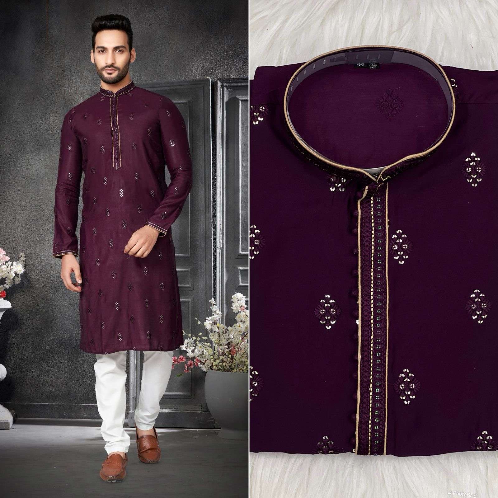 utsav 2 premium ethnic wear collection fabric heavy cotton silk with heavy embroidery work pyjama raymond cotton size 36 to 46 4 loosening kurta pyjama