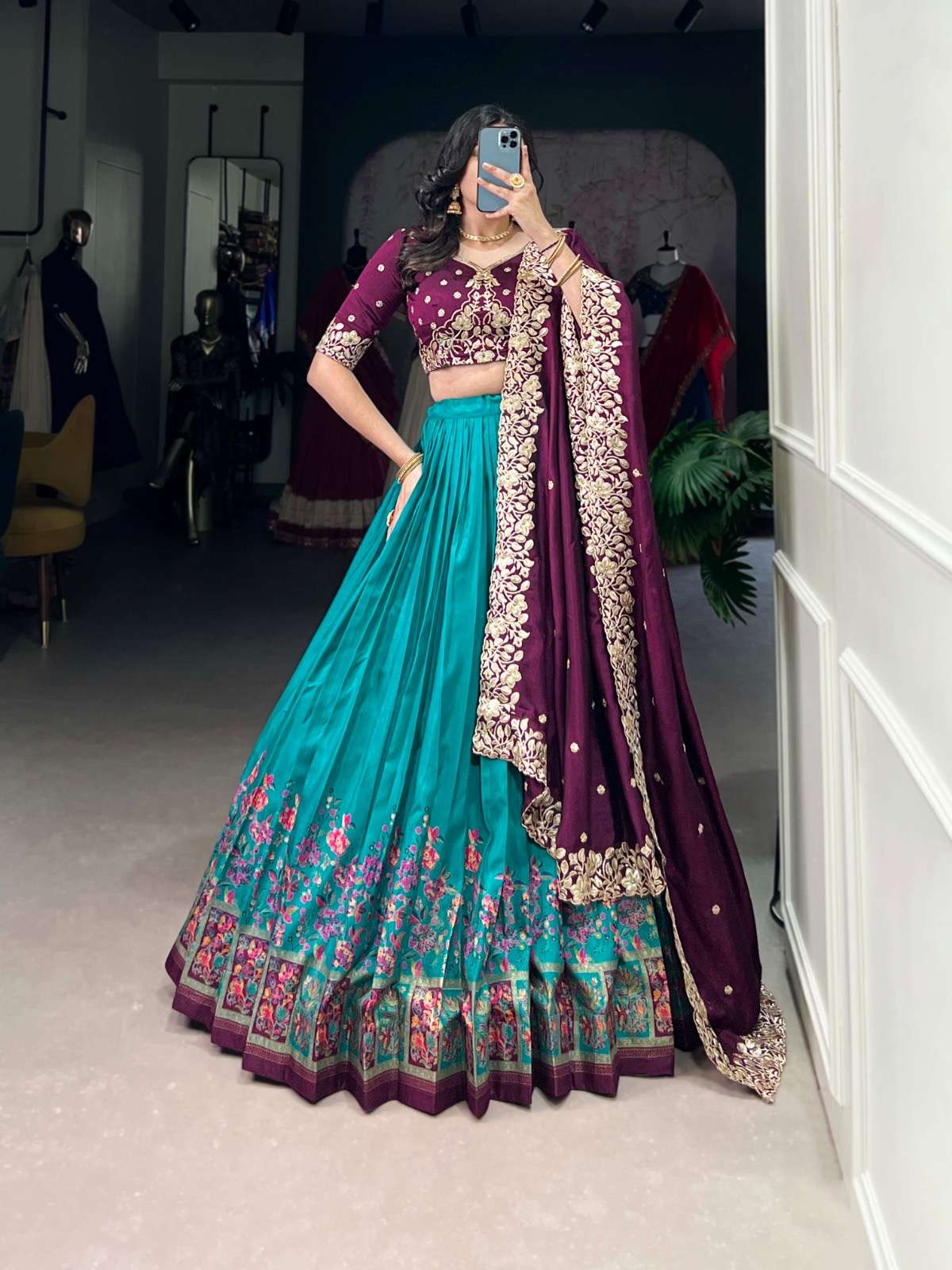 wedding collection tradition woven in every thread lnb1238 lehenga stitched fabric tussar silk work printed with foil work waist supported up to 42 closer drawstring with zip