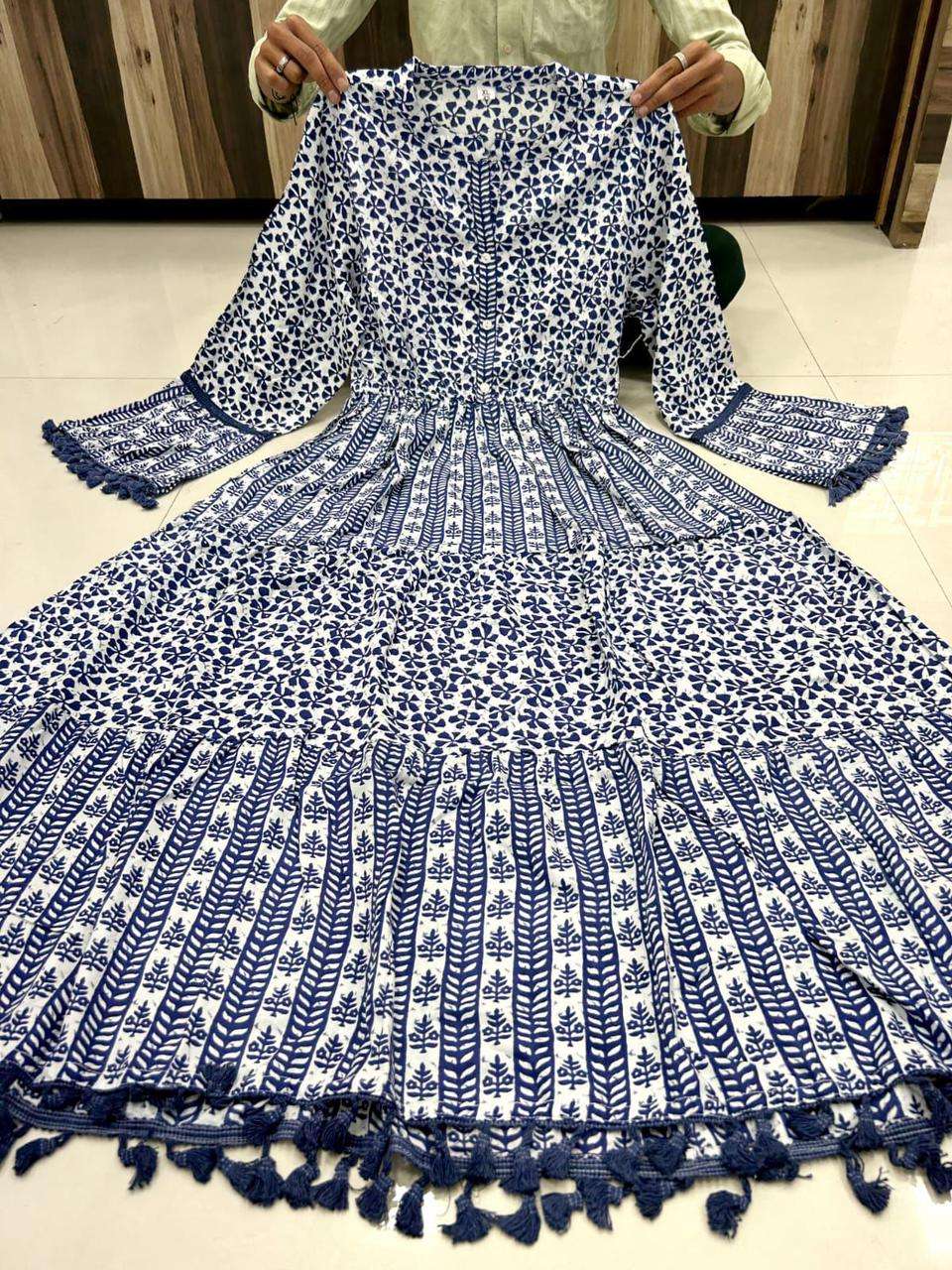 Indian Designer Full Flared Gown Women's Summer Cotton Salwar Kameez White  Suits | eBay