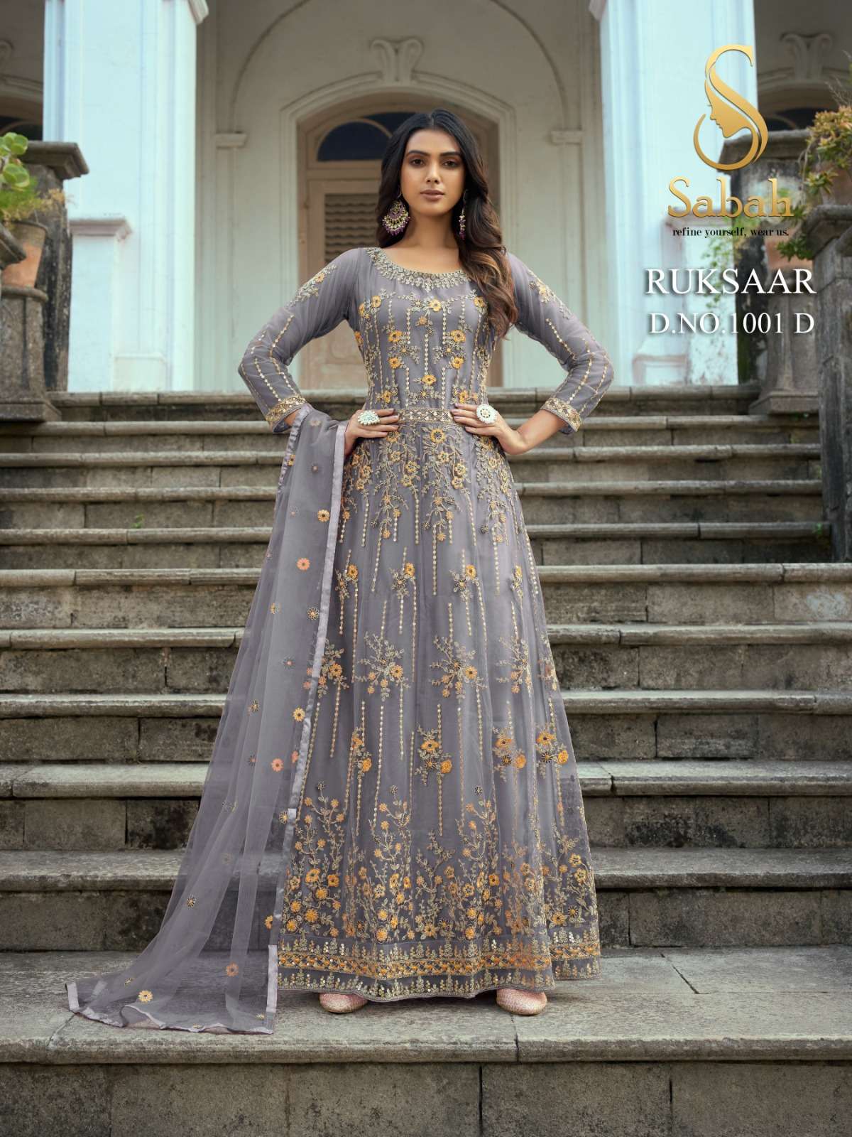 Superlative Grey Georgette Ankle Length Gown Style Suit with Trouser in  2023 | Dress materials, Fashion dresses, Fashion