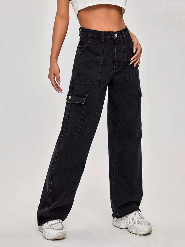 Women Suspenders High Rise Slim Bell-Bottom Jeans Denim Pants Fashionable Wide  Leg Jeans Esg13522 - China Jeans and Pants price | Made-in-China.com