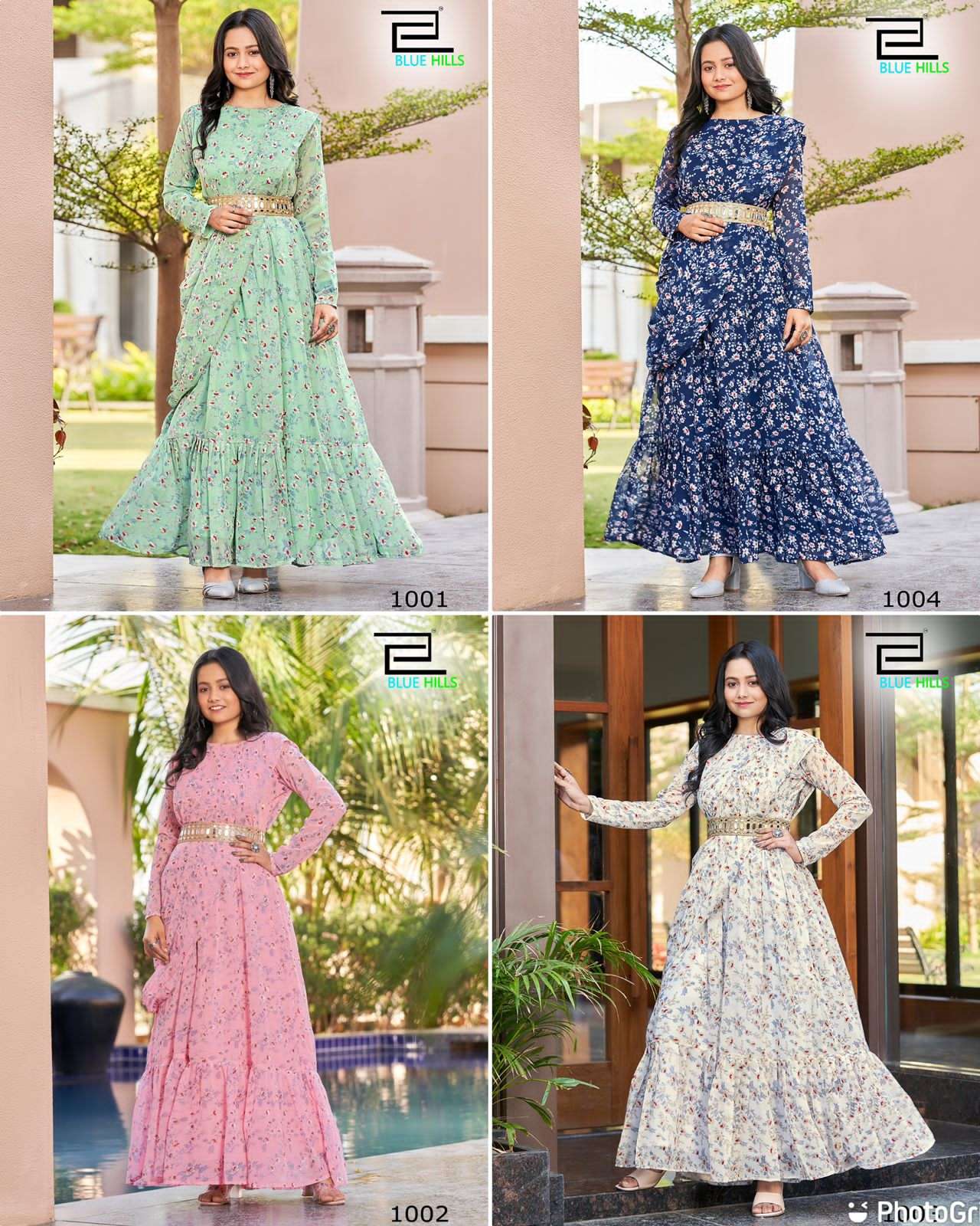 Bahurani Synthetic Floral Print Bollywood Saree Saree Set Of 10 | Udaan -  B2B Buying for Retailers