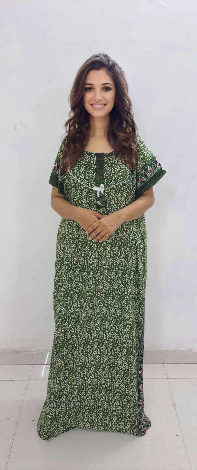 Multi Colour Printed Cotton Trendy Gown -