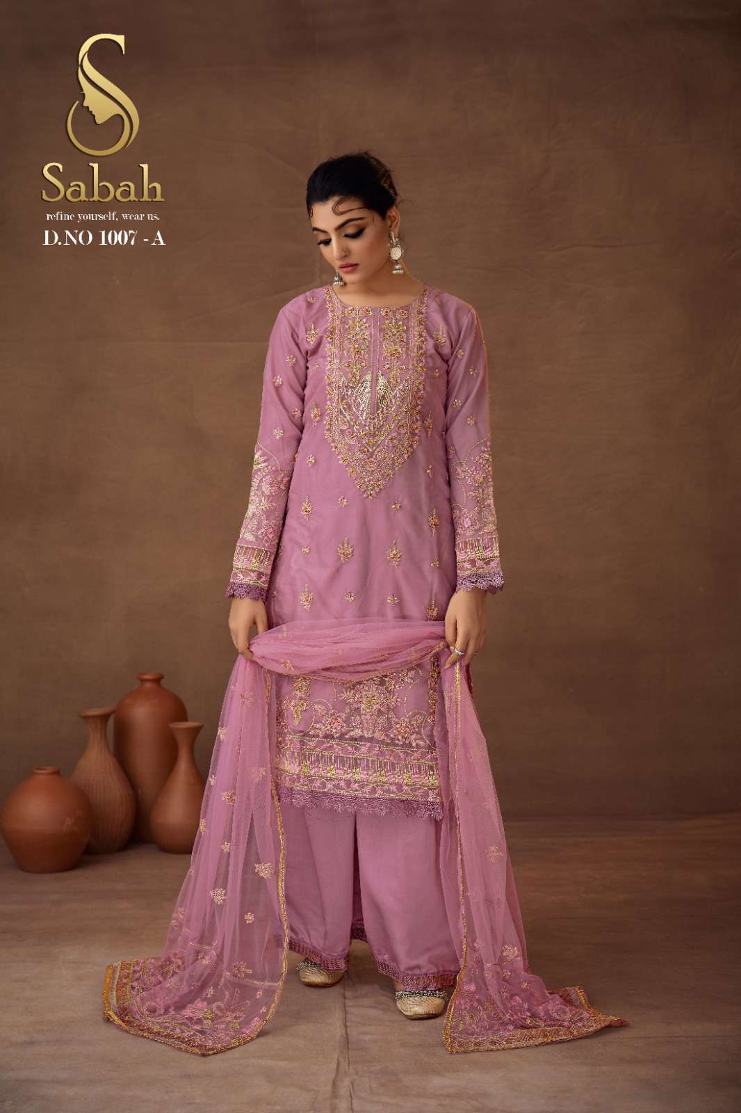 Salwar Suits : Coffee heavy velvet embroidered party wear ...