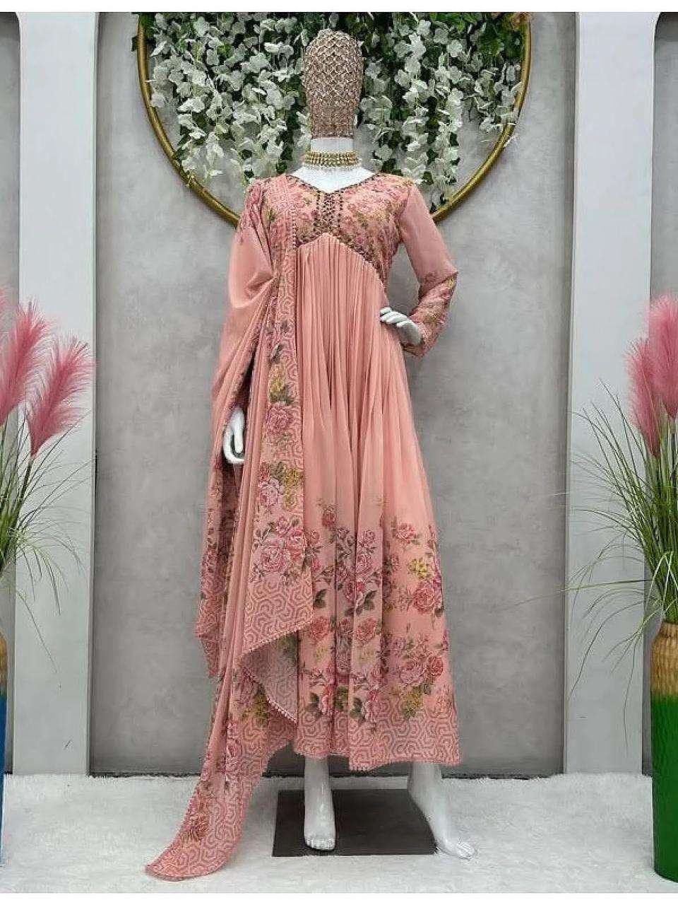 Dial N Fashion Light Peach Heavy Designer Party Wear Readymade Suit - Dial  N Fashion