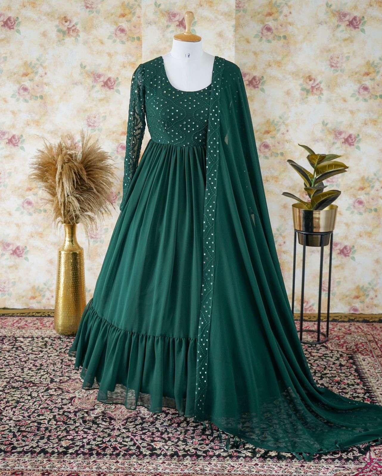 Emerald Green Long Sleeve Prom Dresses Square Neck Formal Dress 222106 –  Viniodress