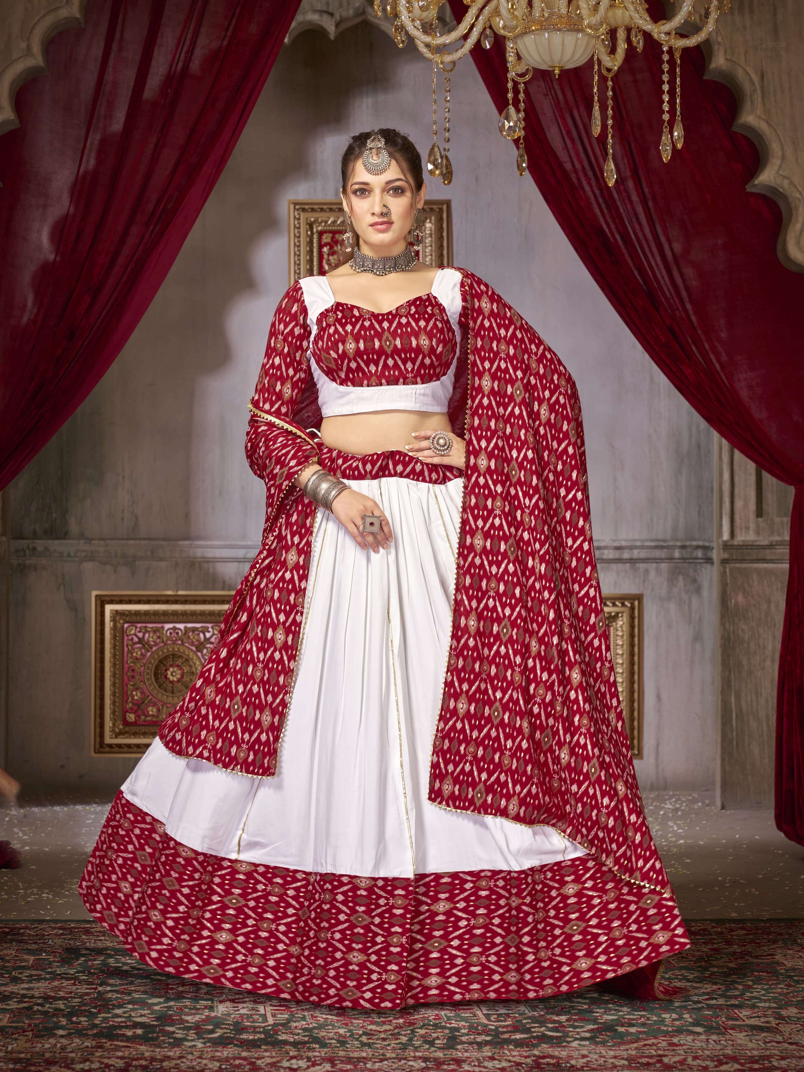 Ikkat cotton lehengas top